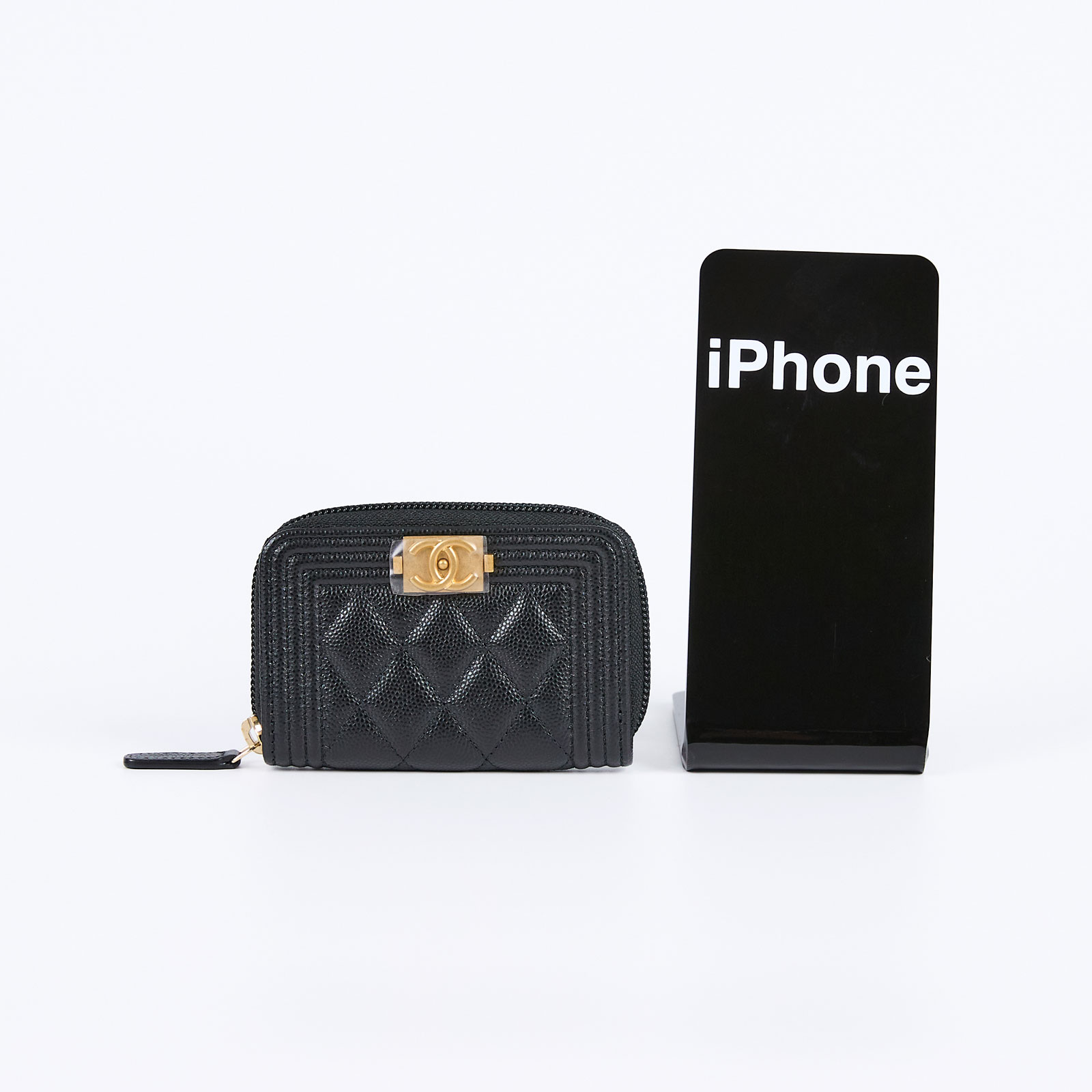 香奈兒 CHANEL BOY 拉鍊 零錢包  BOY拉鍊零錢包 原廠盒子/ 防塵袋/保證卡