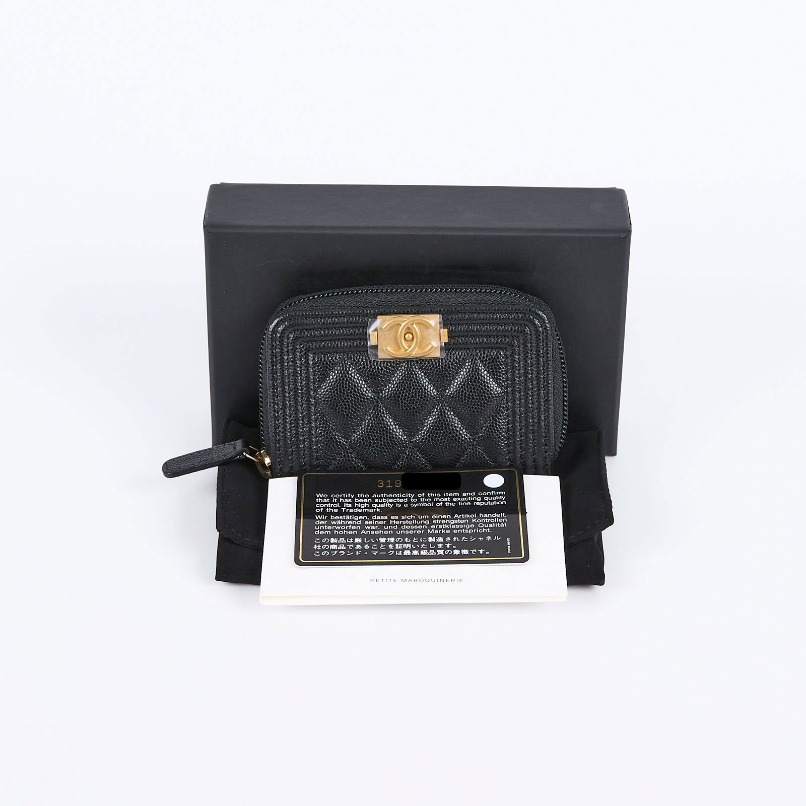 香奈兒 CHANEL BOY 拉鍊 零錢包  BOY拉鍊零錢包 原廠盒子/ 防塵袋/保證卡