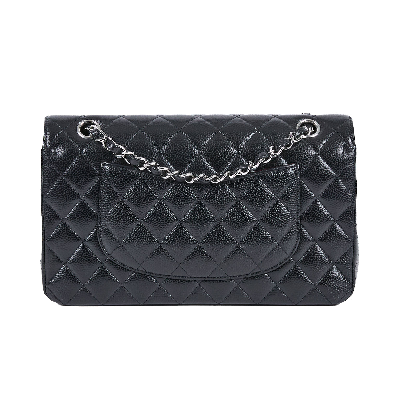 香奈兒 CHANEL CF 經典 11.12 口蓋包 A01112 晶片款 黑銀荔枝coco25 無附屬品