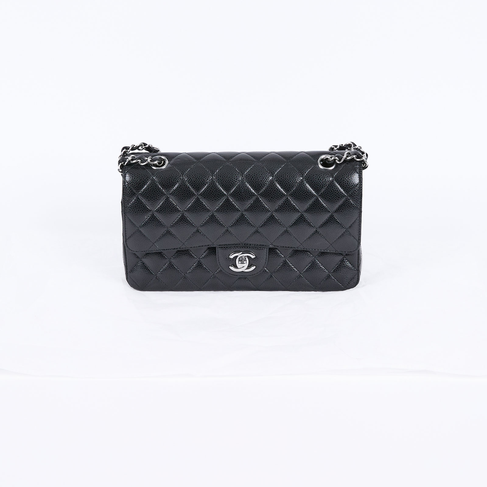 香奈兒 CHANEL CF 經典 11.12 口蓋包 A01112 晶片款 黑銀荔枝coco25 無附屬品