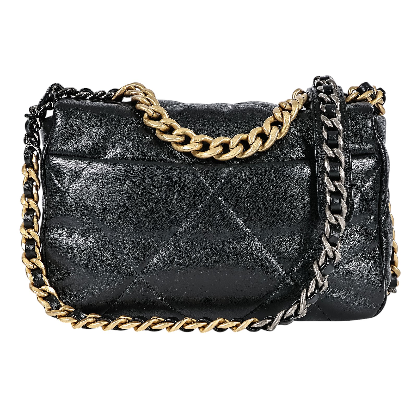 香奈兒 CHANEL 19 口蓋包 肩背 斜背 手提包  30開 黑金19包26CM 防塵袋/保證卡