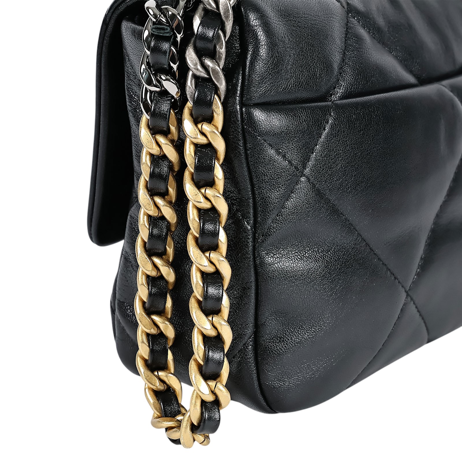 香奈兒 CHANEL 19 口蓋包 肩背 斜背 手提包  30開 黑金19包26CM 防塵袋/保證卡