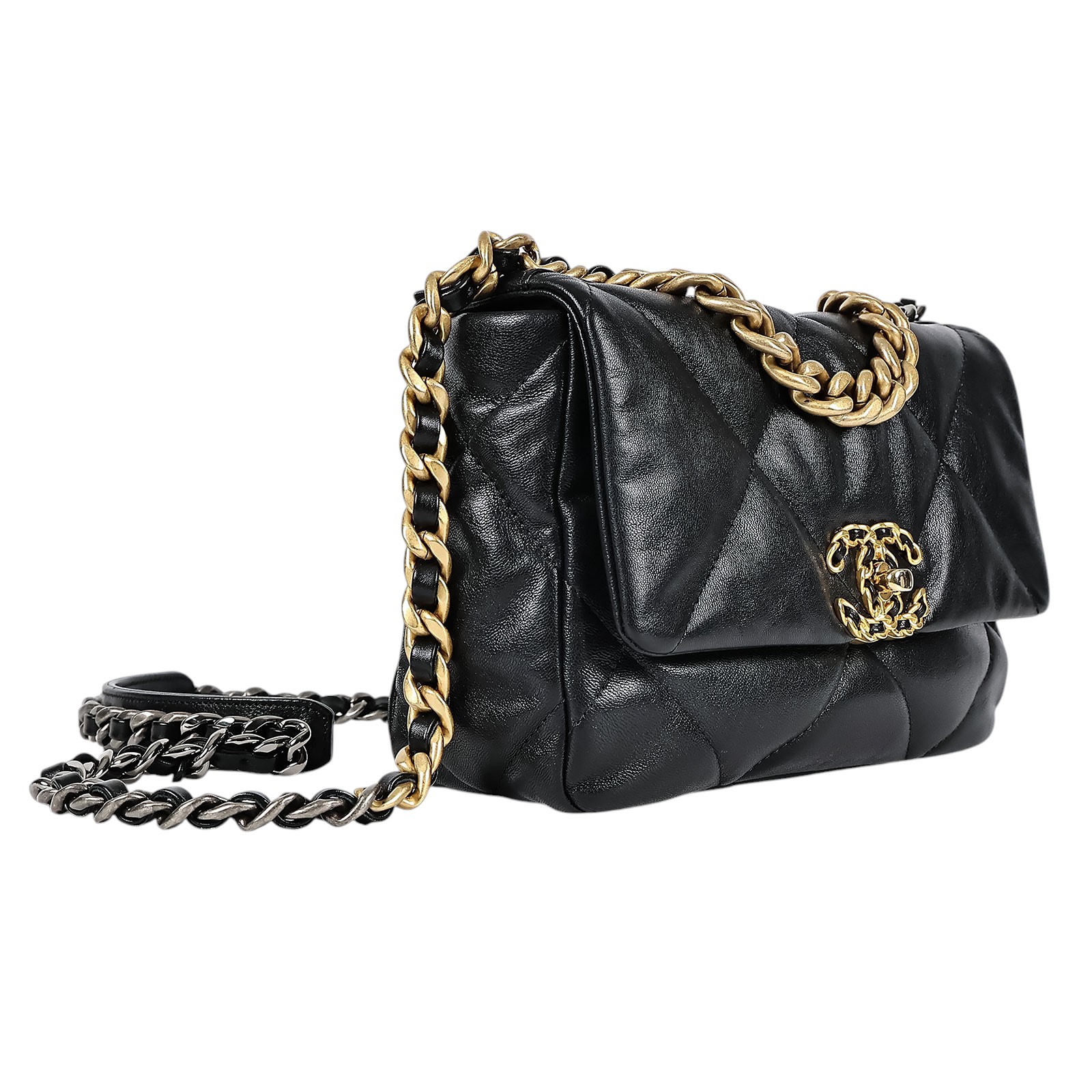 香奈兒 CHANEL 19 口蓋包 肩背 斜背 手提包  30開 黑金19包26CM 防塵袋/保證卡