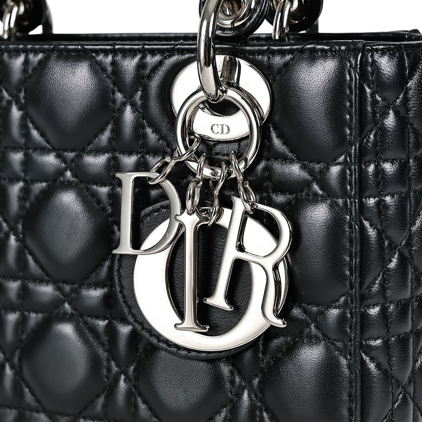 迪奧 CHRISTIAN DIOR Lady Dior My ABCDior 小型 肩背 手提包 羊皮  黑羊LADY DIOR 4X5 防塵袋