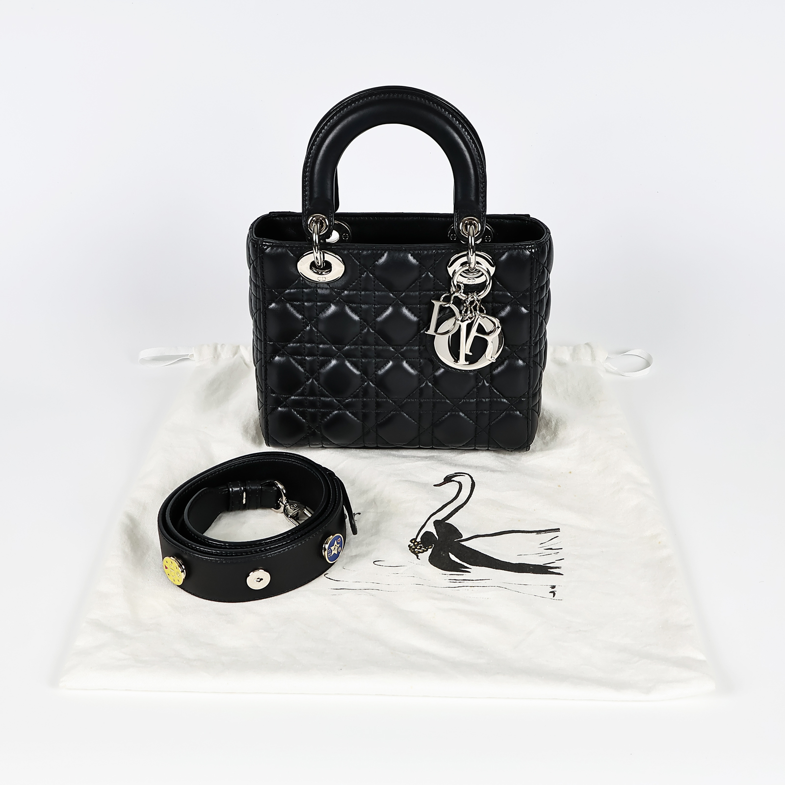 迪奧 CHRISTIAN DIOR Lady Dior My ABCDior 小型 肩背 手提包 羊皮  黑羊LADY DIOR 4X5 防塵袋
