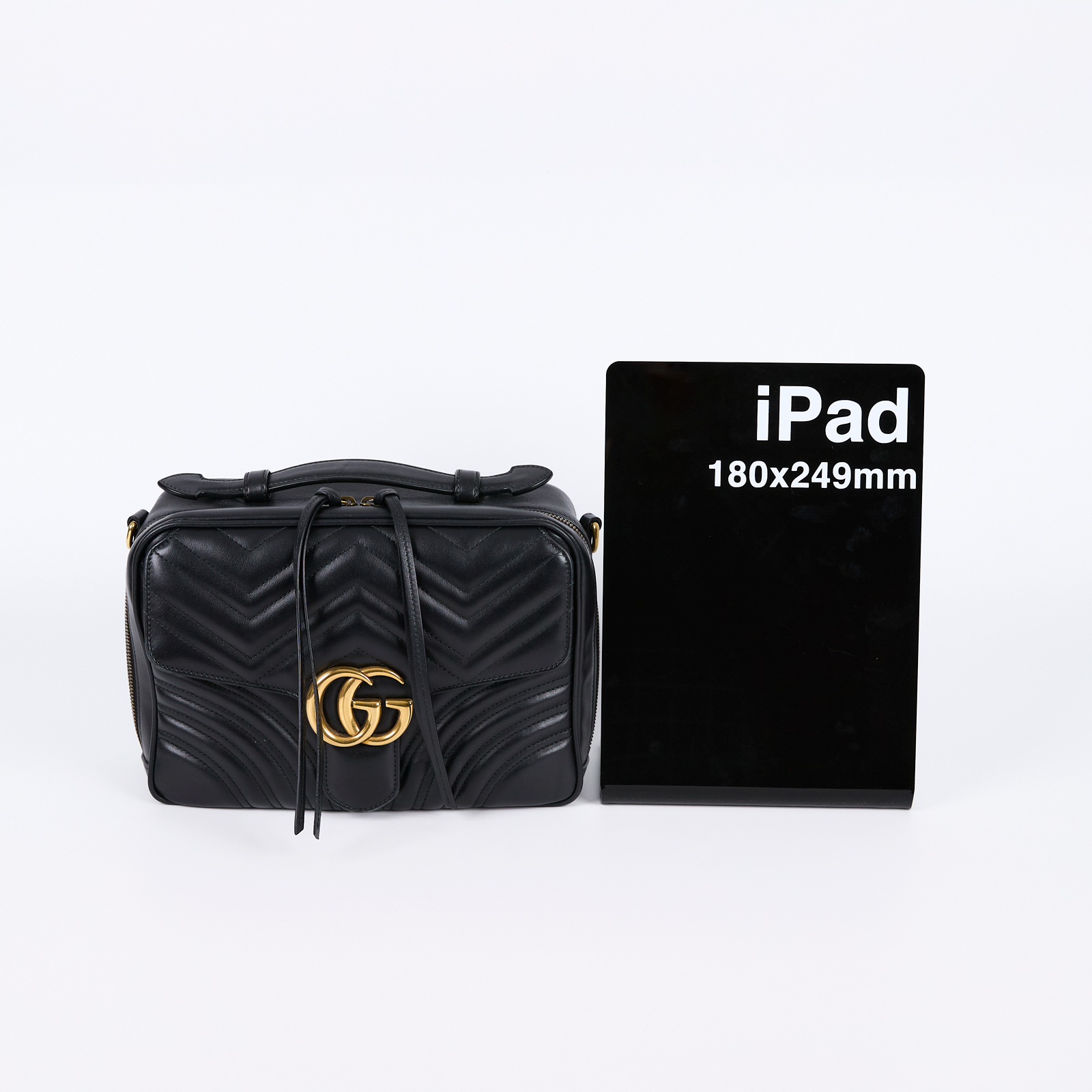 古馳 GUCCI GG Marmont 手提 肩背包 498100 黑MARMONT大相機包 原廠盒子/防塵袋