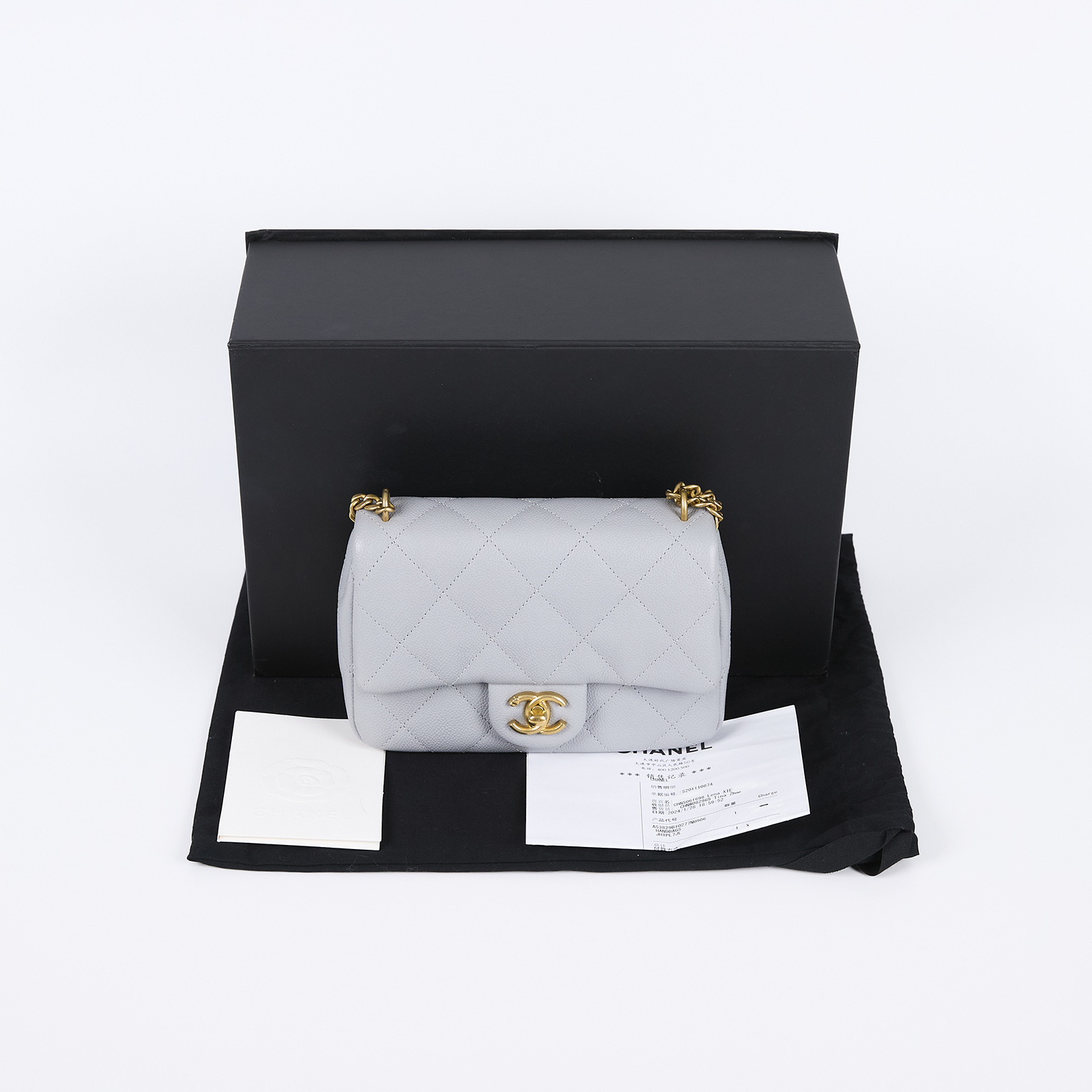 香奈兒 CHANEL Coco 肩背 斜背 口蓋包 AS3829 晶片款 灰愛心季節款方胖 原廠盒子/防塵袋/購買證明
