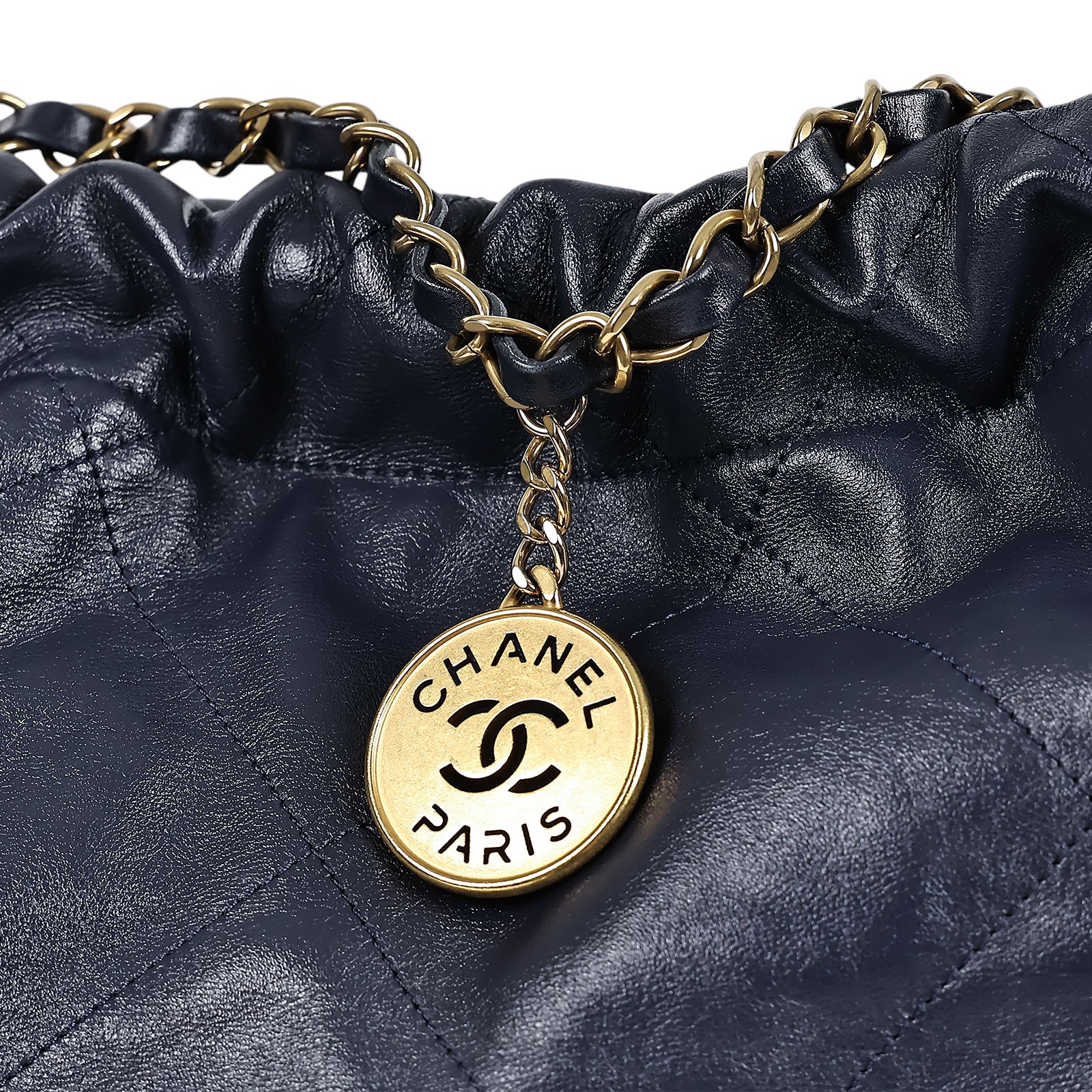 香奈兒 CHANEL 22 中型 束口包  晶片款 深藍22包 原廠盒子/防塵袋