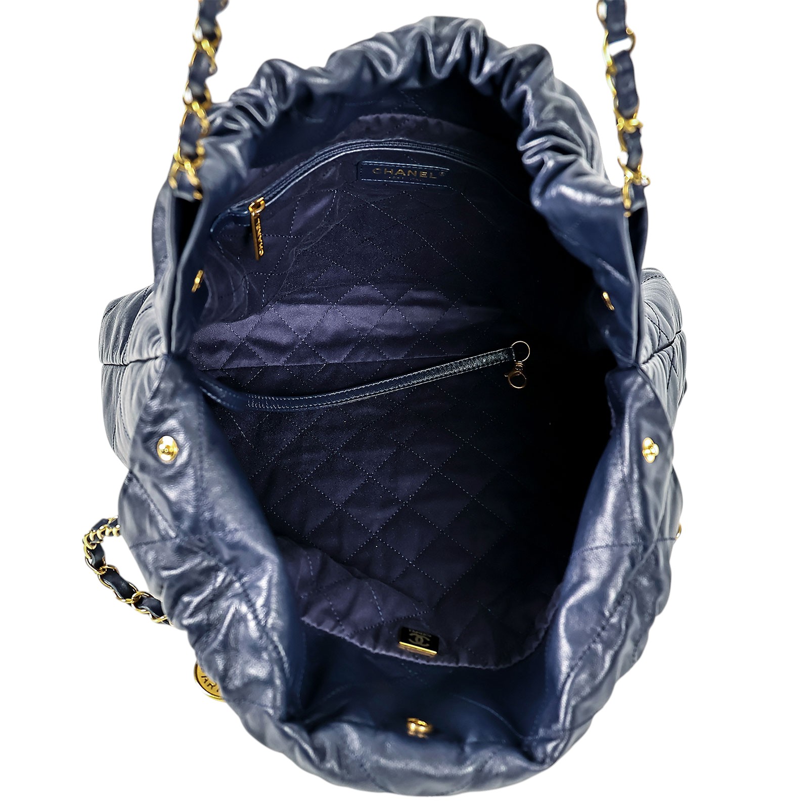 香奈兒 CHANEL 22 中型 束口包  晶片款 深藍22包 原廠盒子/防塵袋