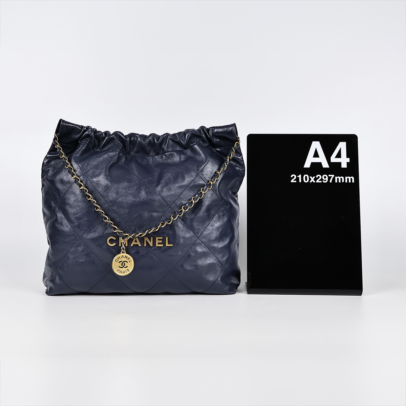 香奈兒 CHANEL 22 中型 束口包  晶片款 深藍22包 原廠盒子/防塵袋