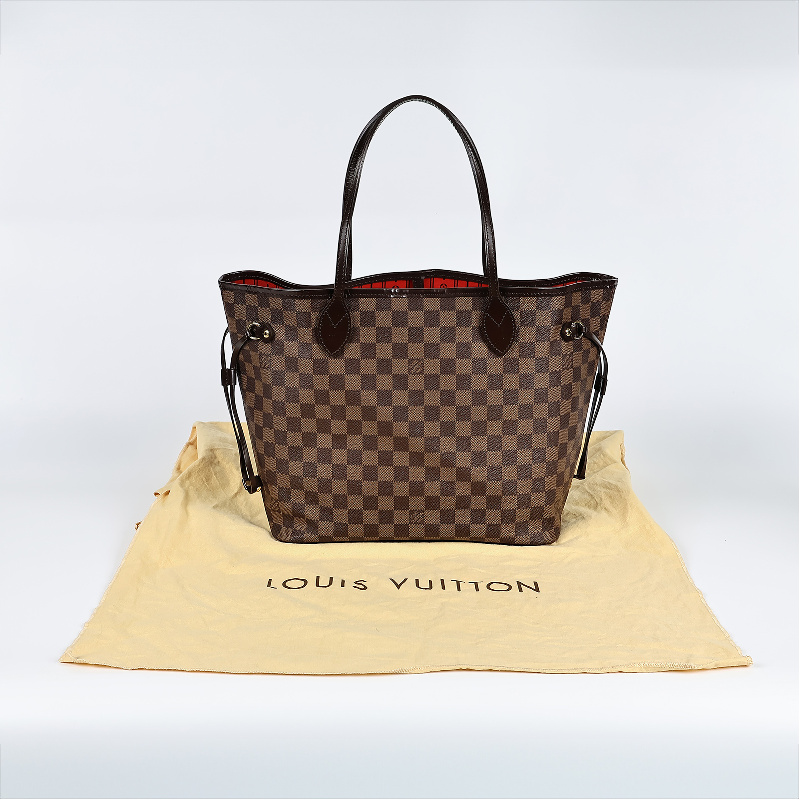 路易威登 LOUIS VUITTON 棕棋盤 MM 托特包 N51105 棋盤格NEVERFULL MM 防塵袋