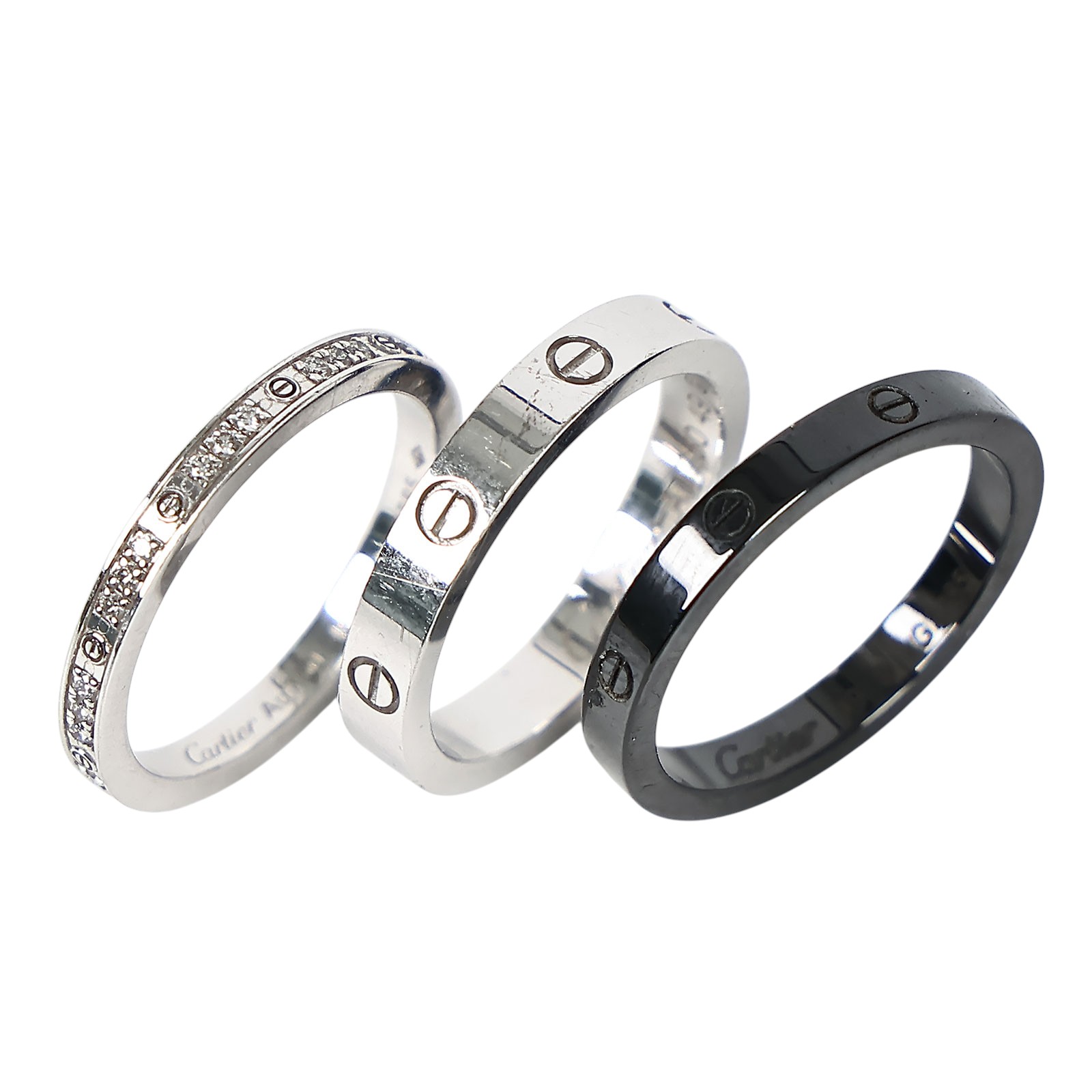 卡地亞 CARTIER Love 戒指 B4097849 Love three hoop 白金黑陶瓷細戒 #49 原廠盒子/保證卡