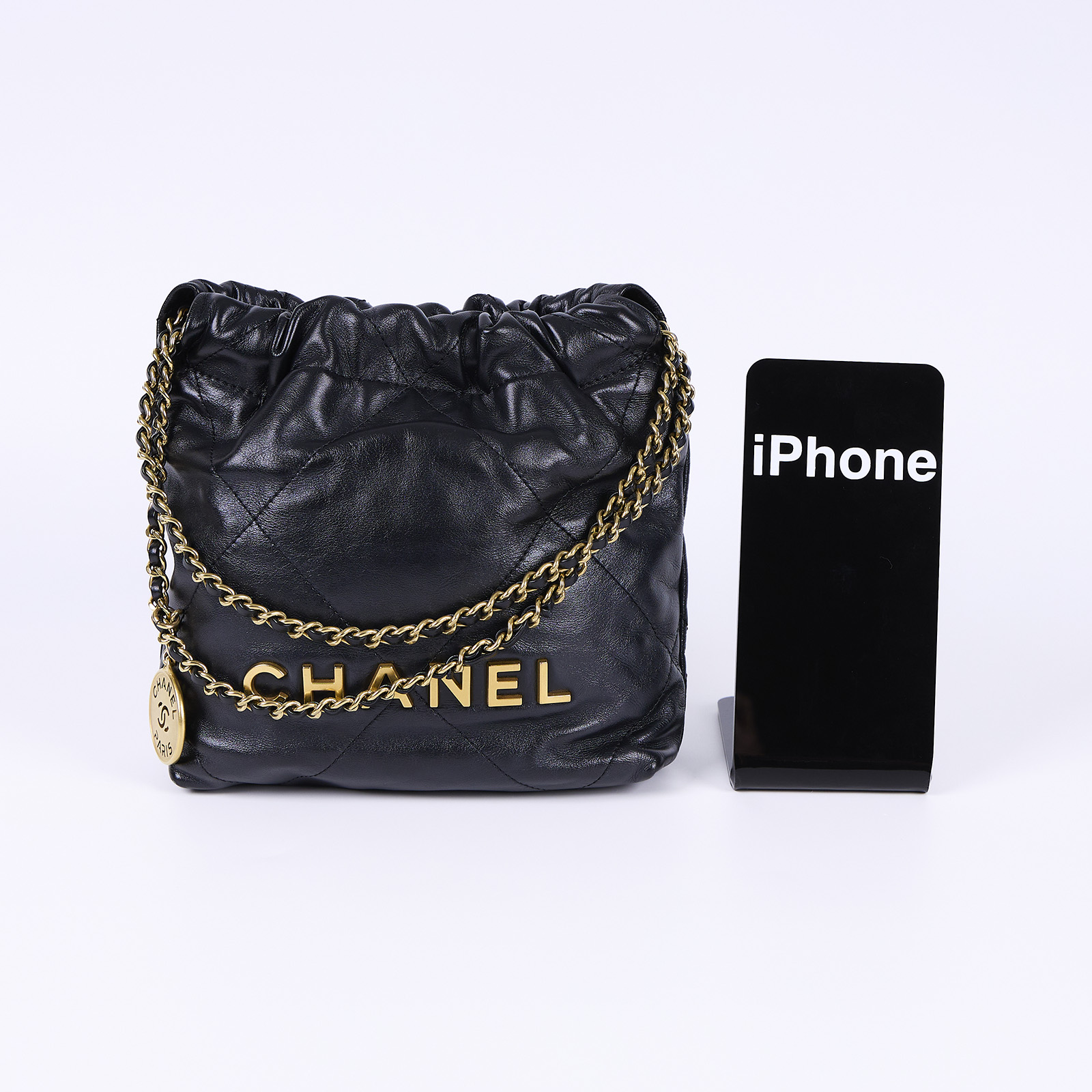 香奈兒 CHANEL 22 Mini 迷你 肩背 斜背包  晶片款 黑22 MINI 防塵袋