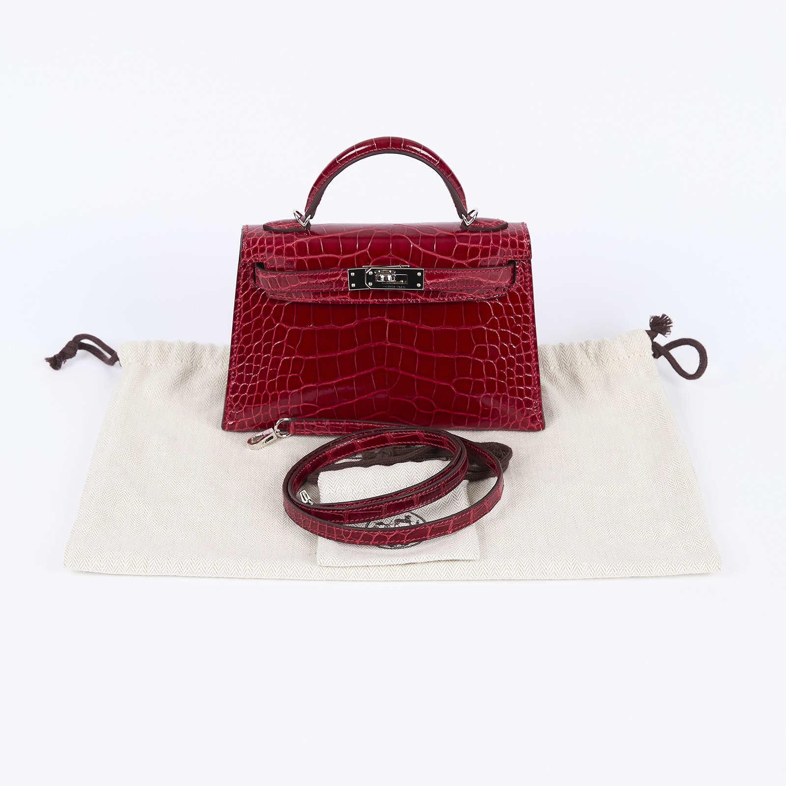 愛馬仕 Hermes Kelly Bag 凱莉包 mini KLM A刻 紅鱷魚皮MINI KELLY 防塵袋