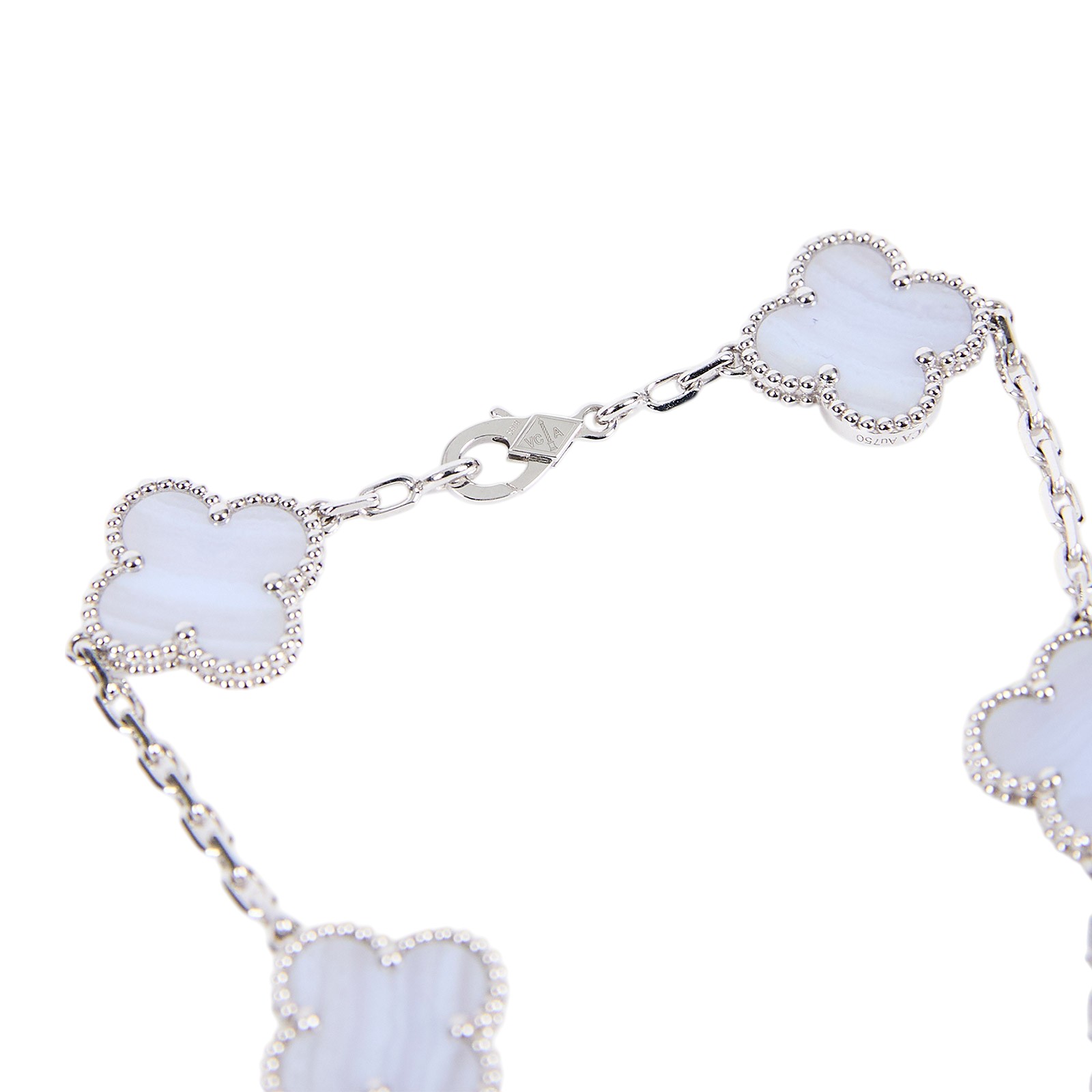 梵克雅寶 Van Cleef & Arpels Vintage Alhambra 手鍊 VCARD34700 藍玉髓五花手鍊 原廠盒子/保書/購買證明