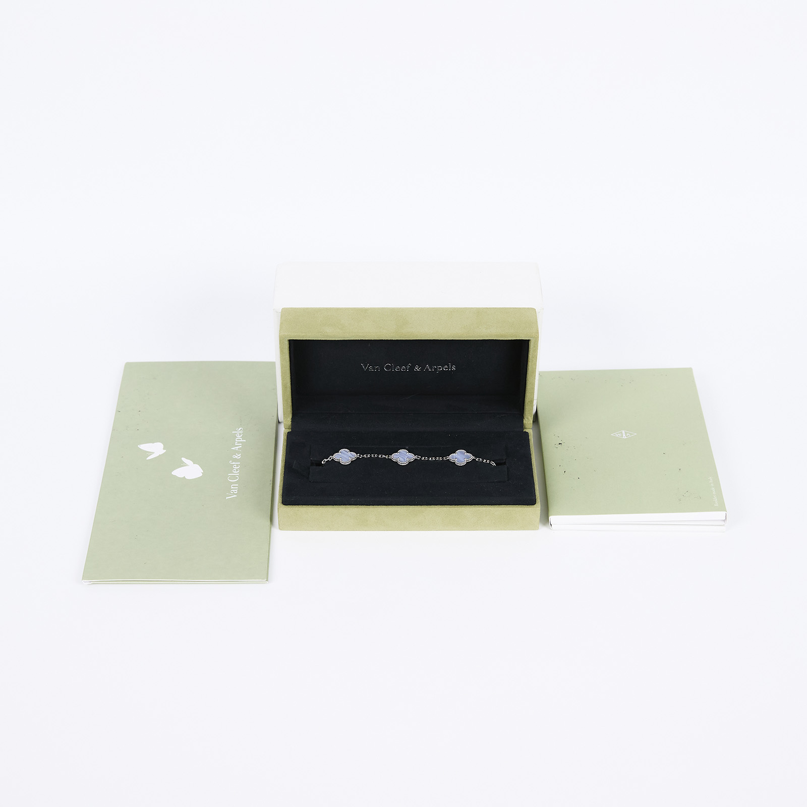 梵克雅寶 Van Cleef & Arpels Vintage Alhambra 手鍊 VCARD34700 藍玉髓五花手鍊 原廠盒子/保書/購買證明