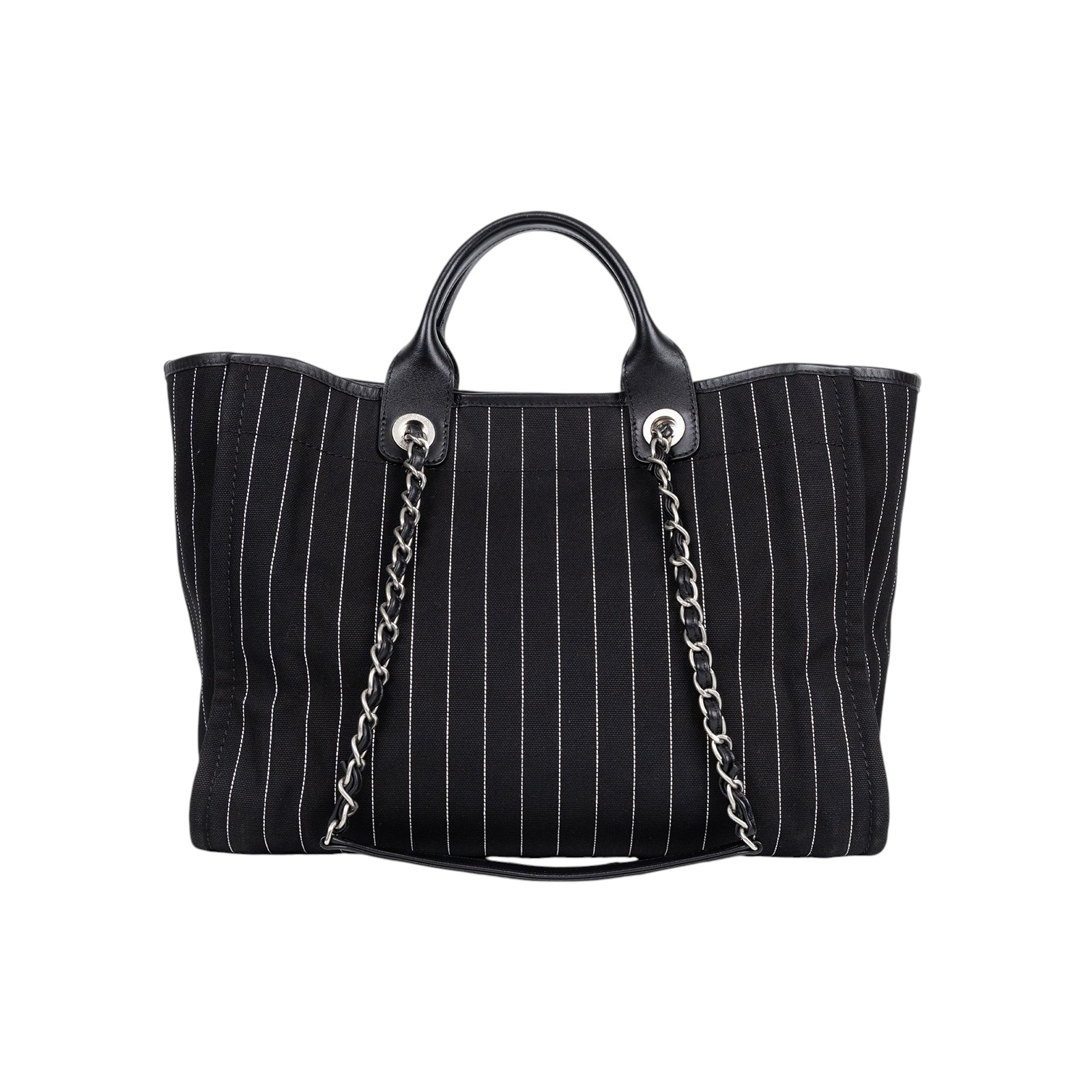 香奈兒 CHANEL 海灘包 大型 A66941 晶片款 黑白條紋條紋DEAUVILLE沙灘包 原廠盒子/防塵袋/購買證明影本