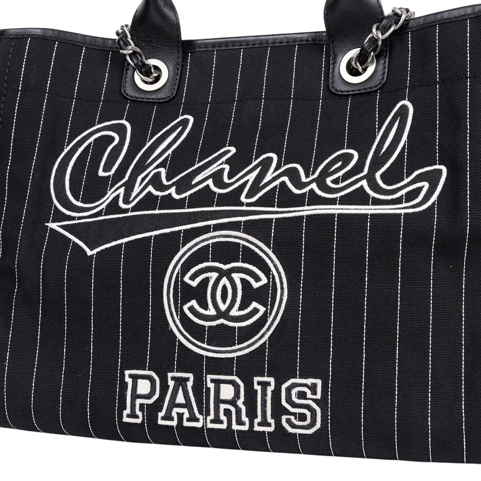 香奈兒 CHANEL 海灘包 大型 A66941 晶片款 黑白條紋條紋DEAUVILLE沙灘包 原廠盒子/防塵袋/購買證明影本