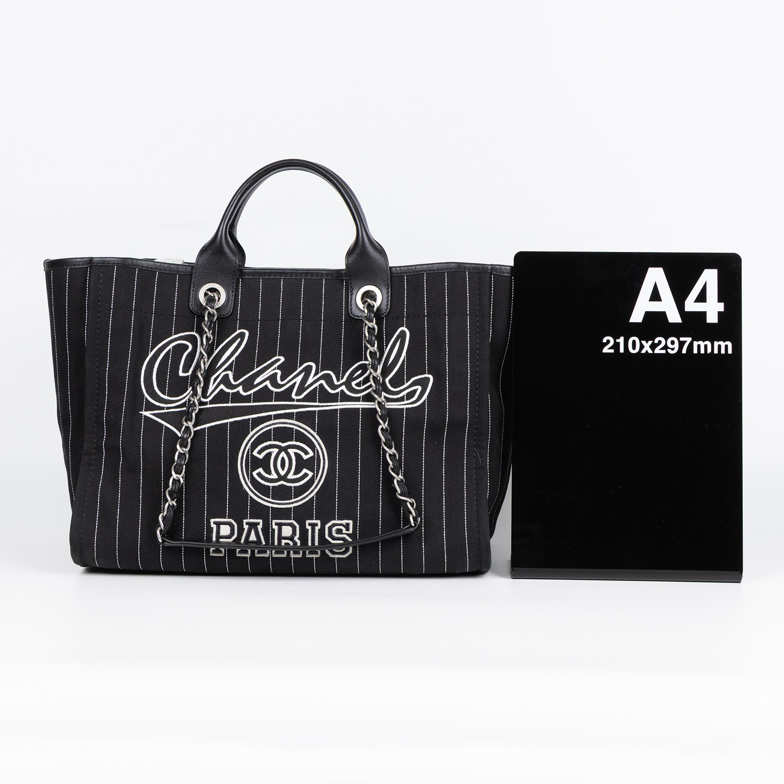 香奈兒 CHANEL 海灘包 大型 A66941 晶片款 黑白條紋條紋DEAUVILLE沙灘包 原廠盒子/防塵袋/購買證明影本