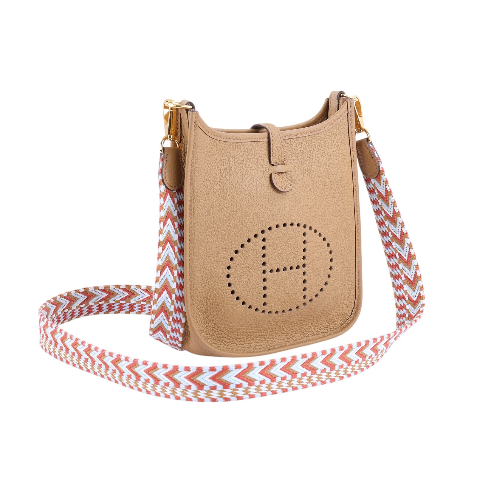 愛馬仕 Hermes Evelyne Bag Mini 伊芙琳包 Evelyne 16 EV16 U刻 芝麻色 MINI EVELYNE 防塵袋