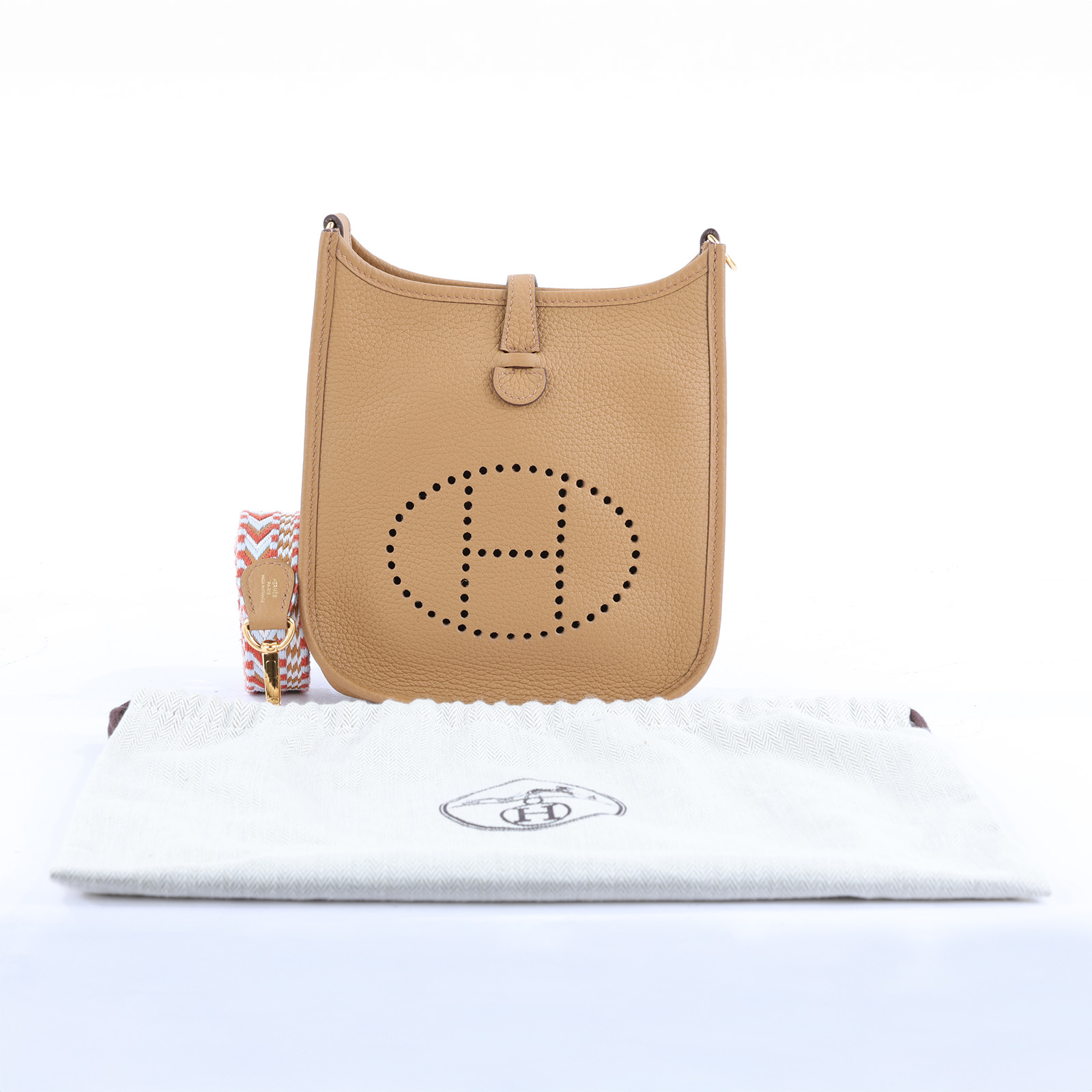 愛馬仕 Hermes Evelyne Bag Mini 伊芙琳包 Evelyne 16 EV16 U刻 芝麻色 MINI EVELYNE 防塵袋