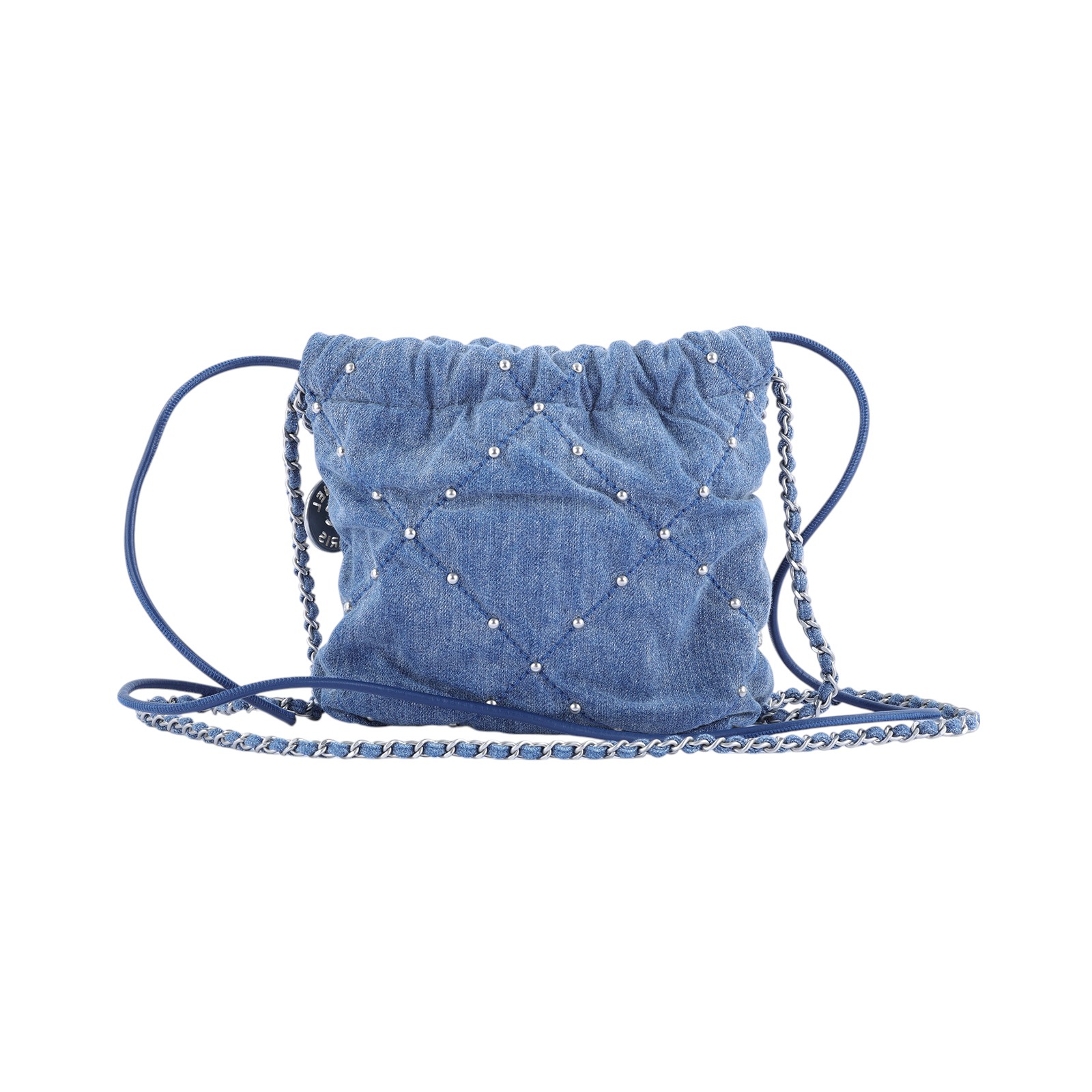 香奈兒 CHANEL 22 Mini 迷你 肩背 斜背包  晶片款 單寧牛仔22 MINI 防塵袋