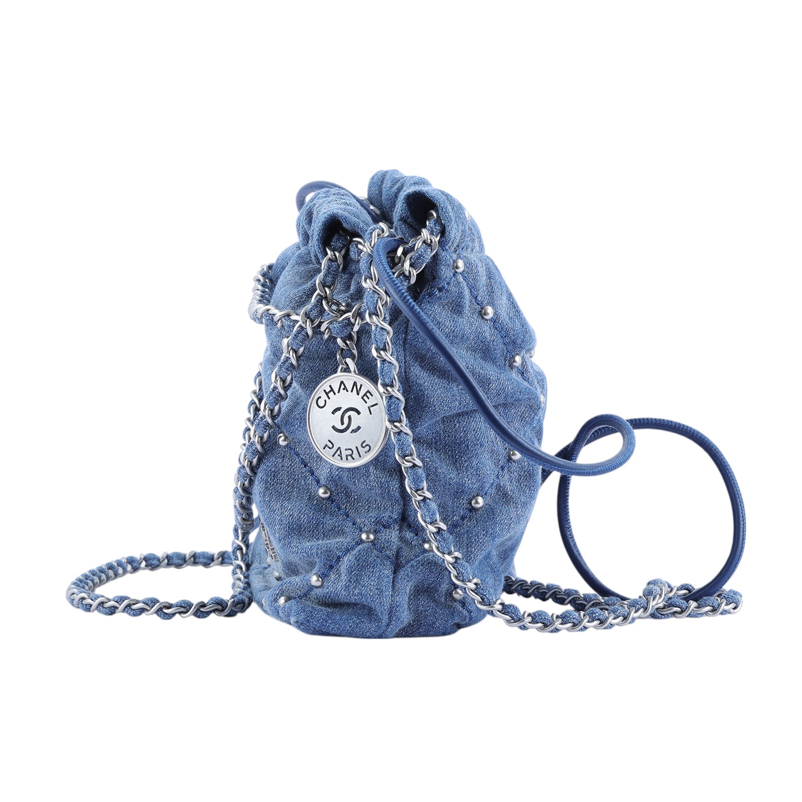 香奈兒 CHANEL 22 Mini 迷你 肩背 斜背包  晶片款 單寧牛仔22 MINI 防塵袋