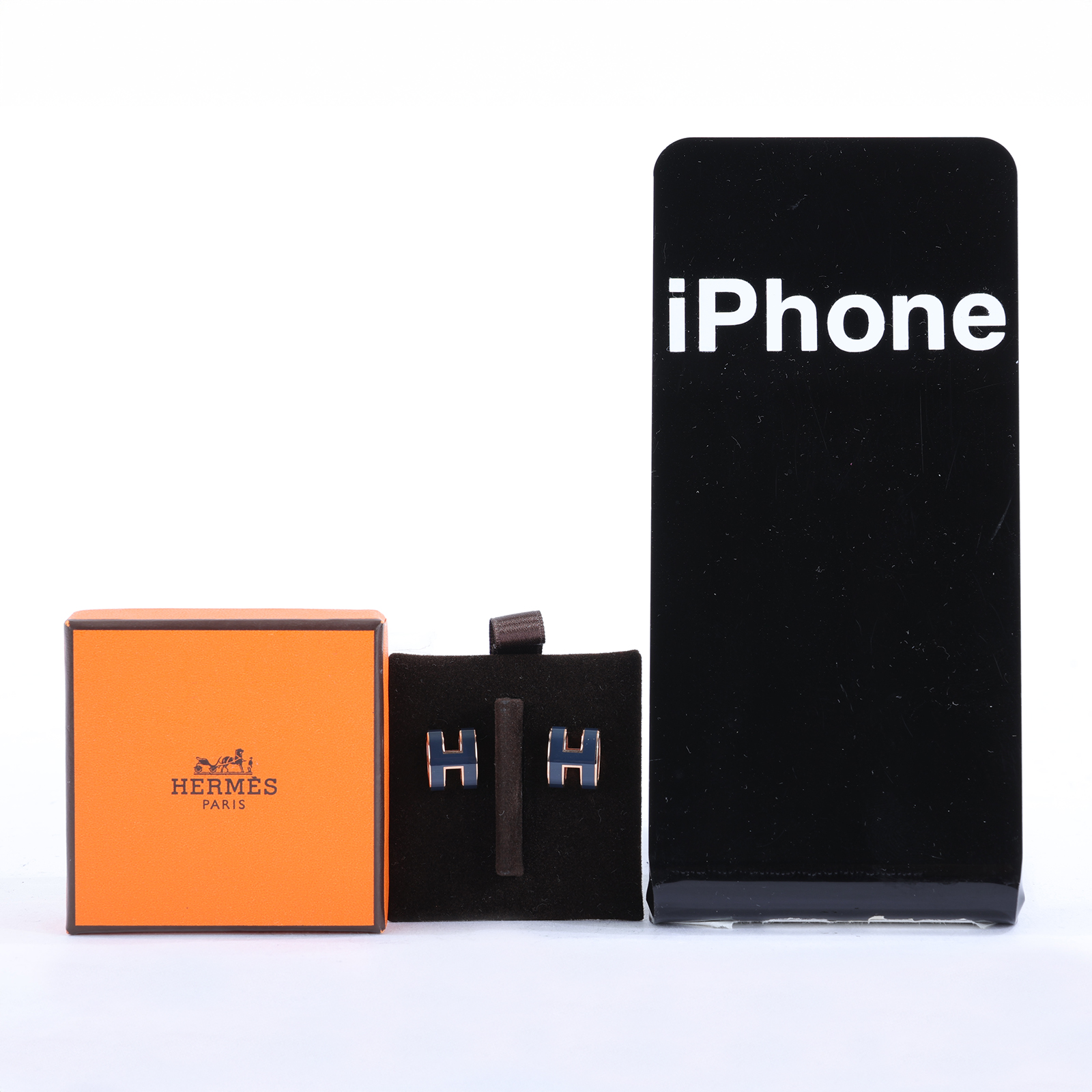 愛馬仕 Hermes Mini Pop H 耳釘 POPHE 深藍MINI POP H耳環 原廠盒子