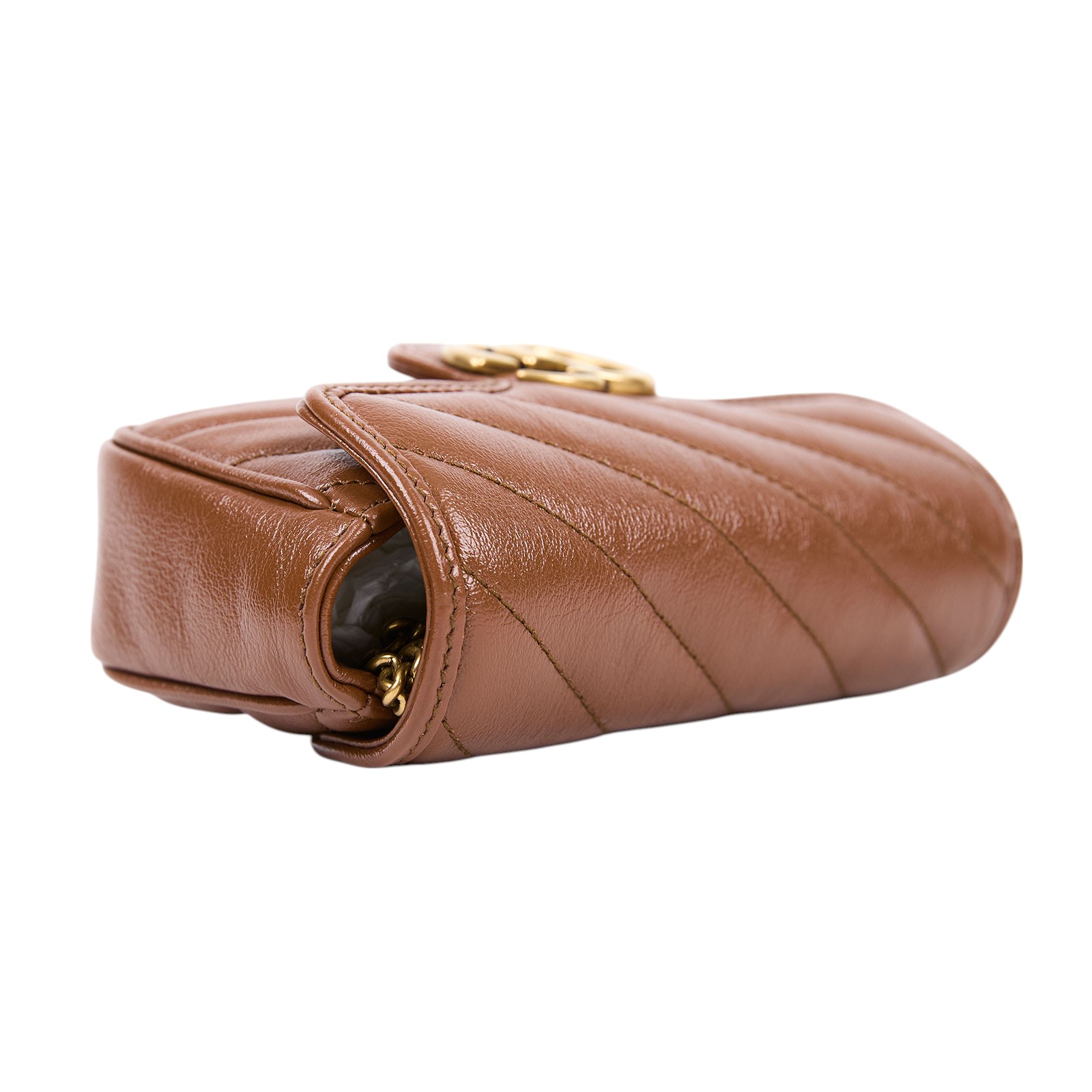 古馳 GUCCI GG Mormont 絎縫 超迷你袋 476433 咖MARMONT 無附屬品