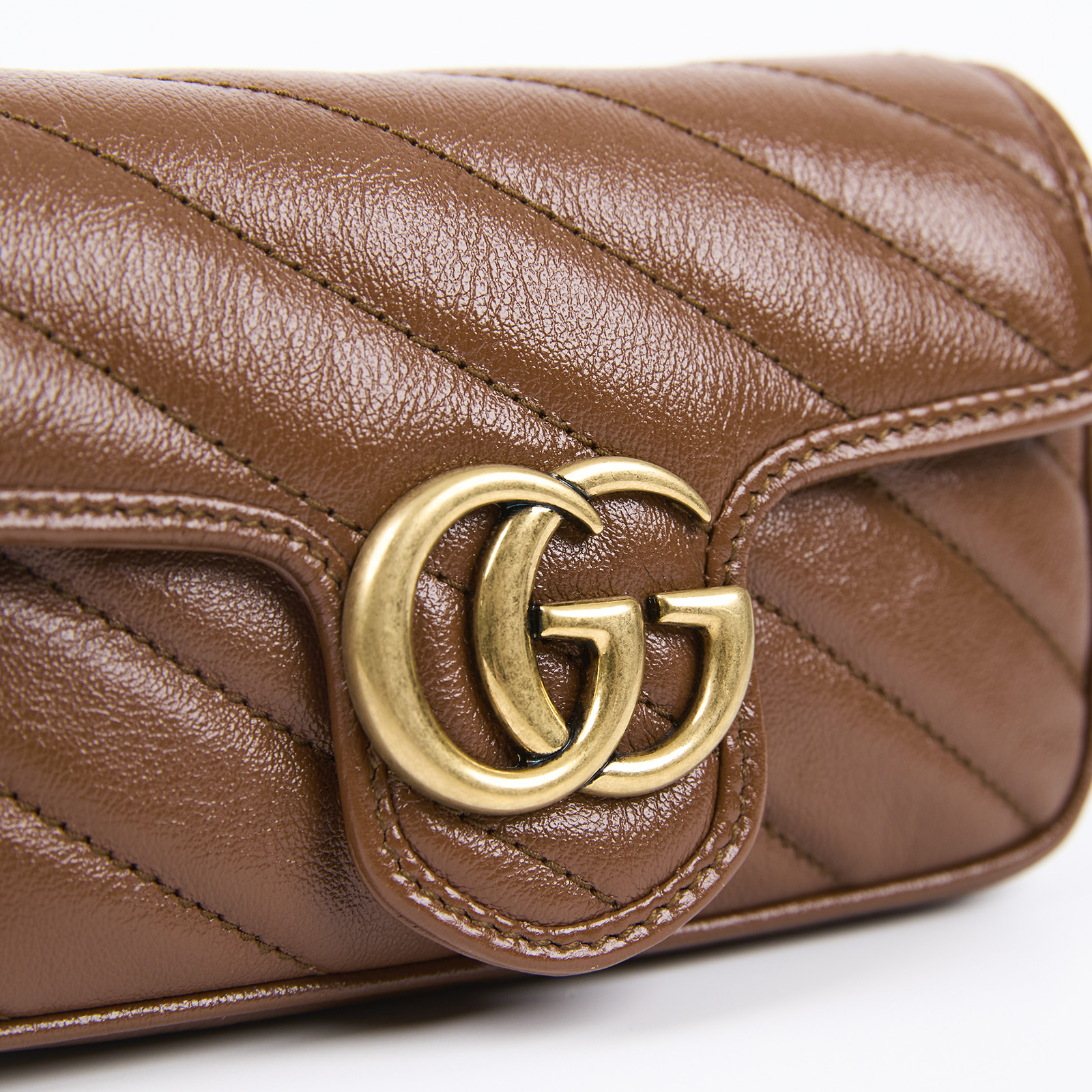 古馳 GUCCI GG Mormont 絎縫 超迷你袋 476433 咖MARMONT 無附屬品