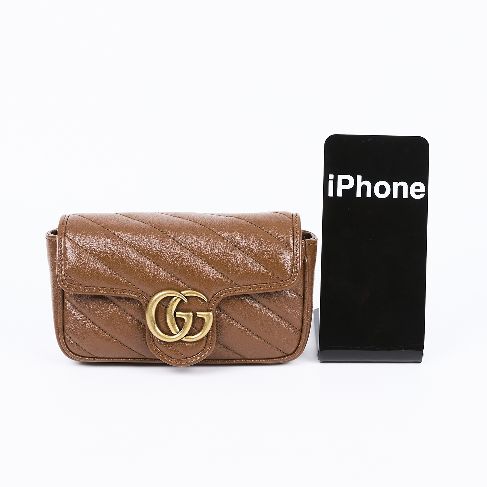 古馳 GUCCI GG Mormont 絎縫 超迷你袋 476433 咖MARMONT 無附屬品