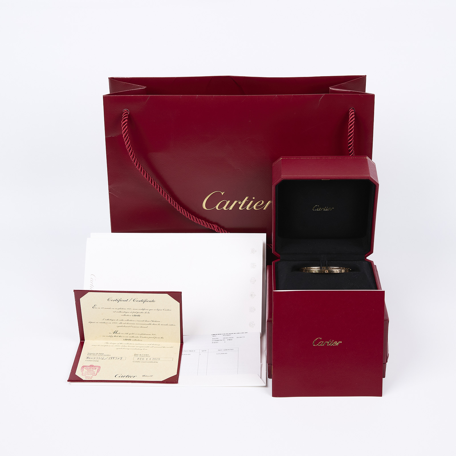 卡地亞 CARTIER Love 手環 小型款 B6047316 PG LOVE手環 細版 #16 原廠盒子/保證卡/購買證明