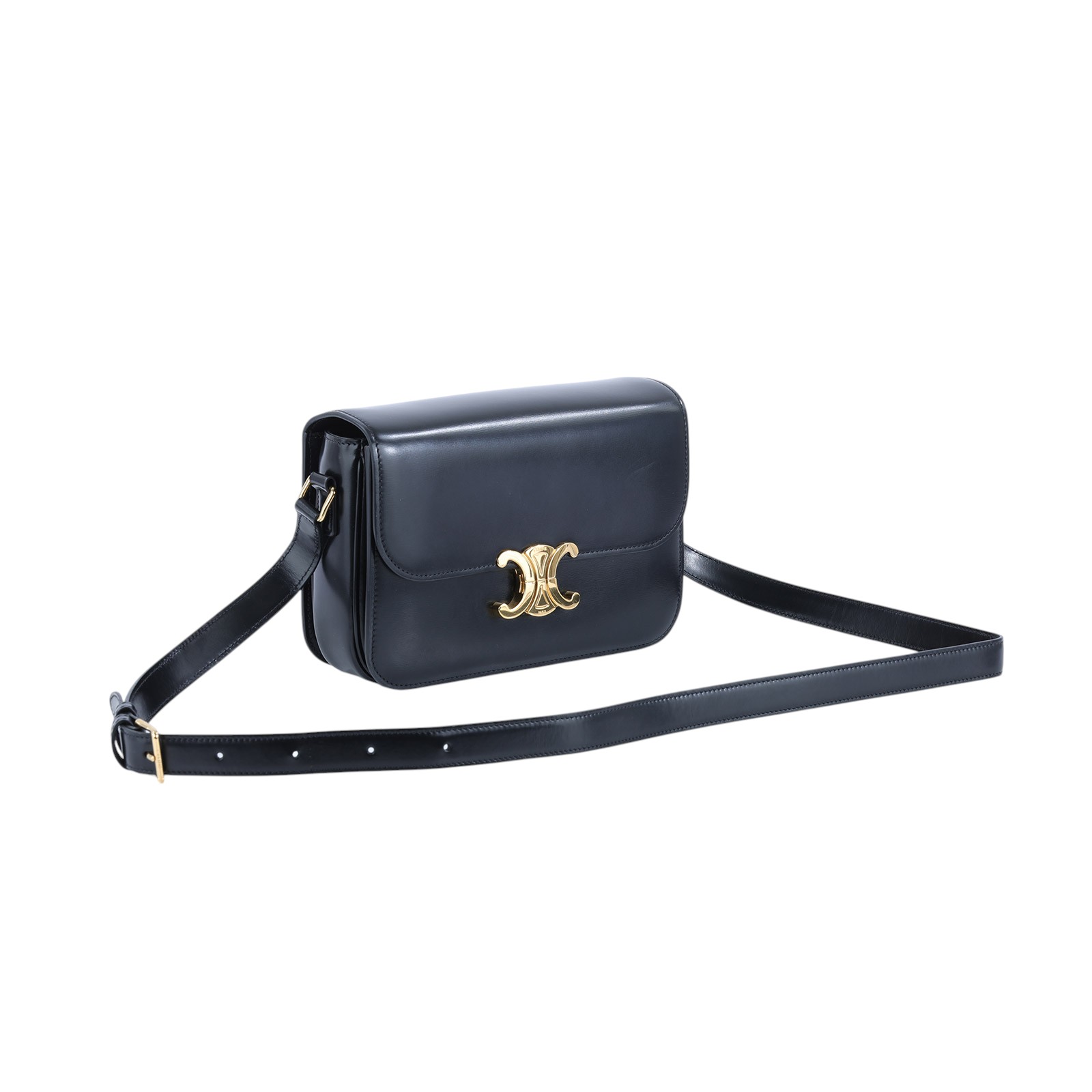 思琳 CELINE 亮面牛皮革 Classique Triomphe 凱旋門 肩背包 187363BF4 黑凱旋TEEN TRIOMPHE 防塵袋