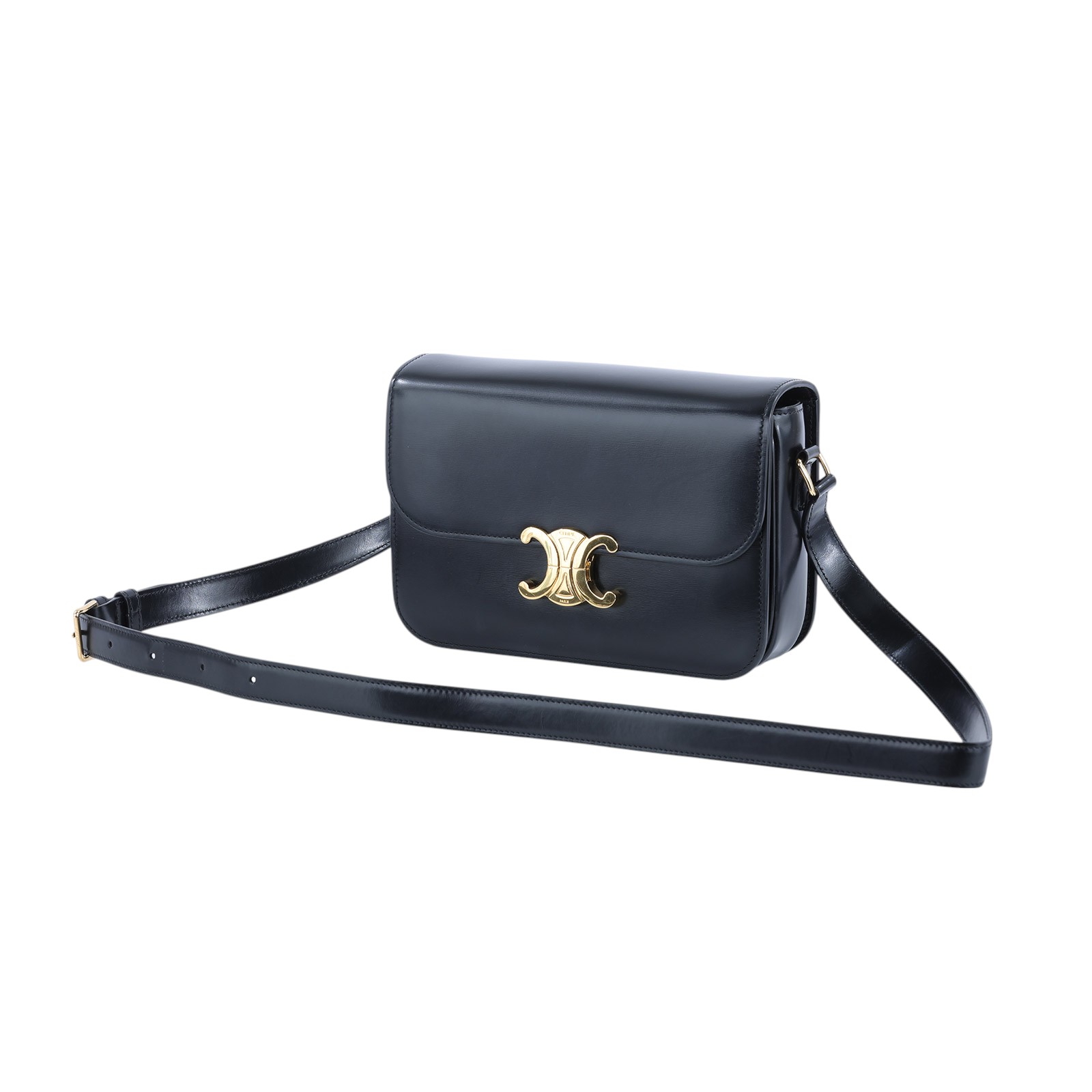 思琳 CELINE 亮面牛皮革 Classique Triomphe 凱旋門 肩背包 187363BF4 黑凱旋TEEN TRIOMPHE 防塵袋