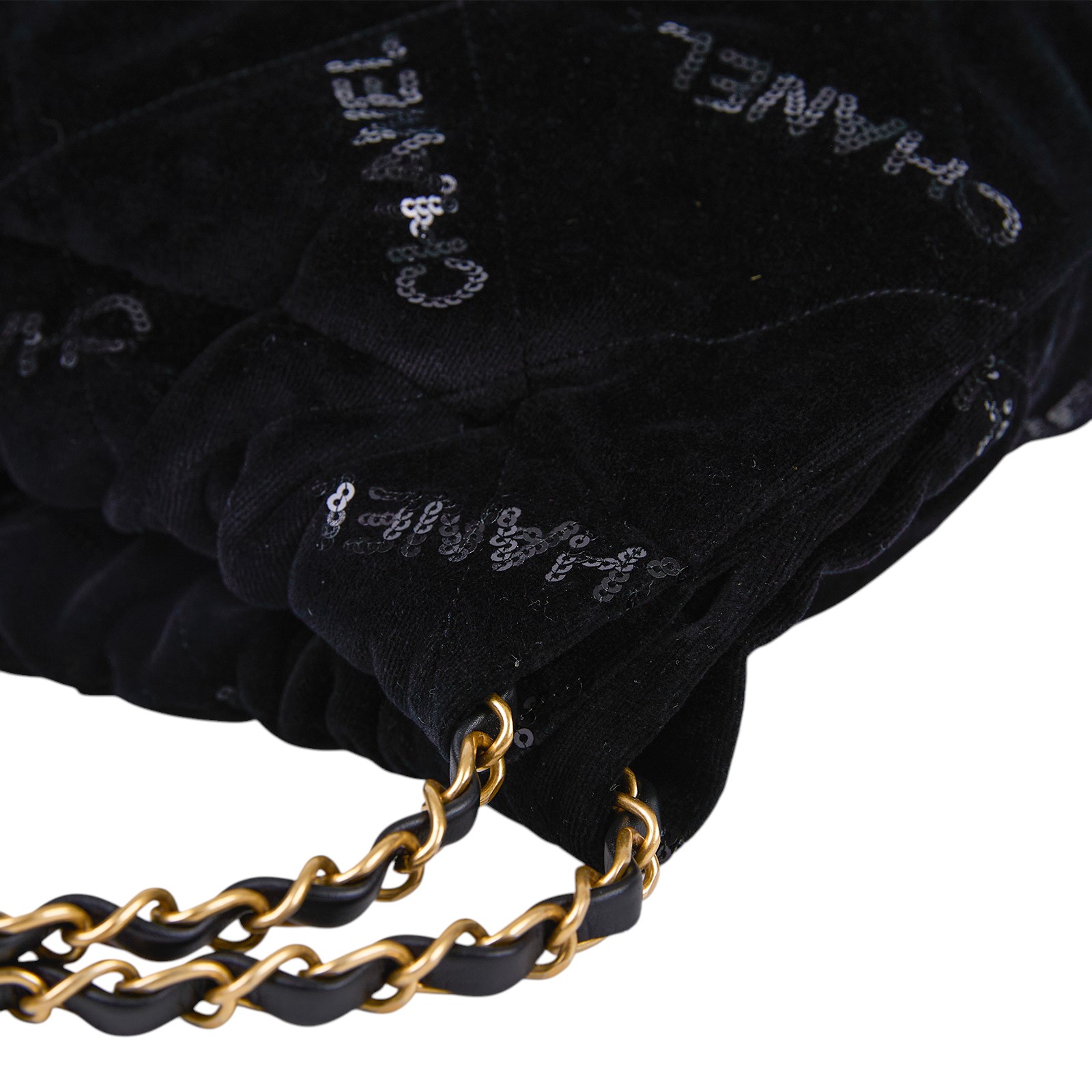 香奈兒 CHANEL 22 中型 束口包 AS3261 晶片款 黑絲絨亮片22包  中號 防塵袋