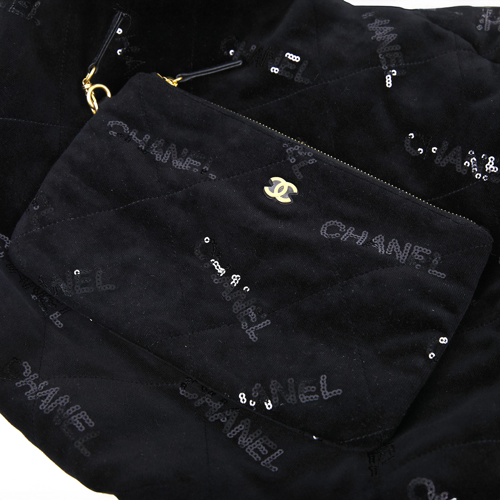 香奈兒 CHANEL 22 中型 束口包 AS3261 晶片款 黑絲絨亮片22包  中號 防塵袋