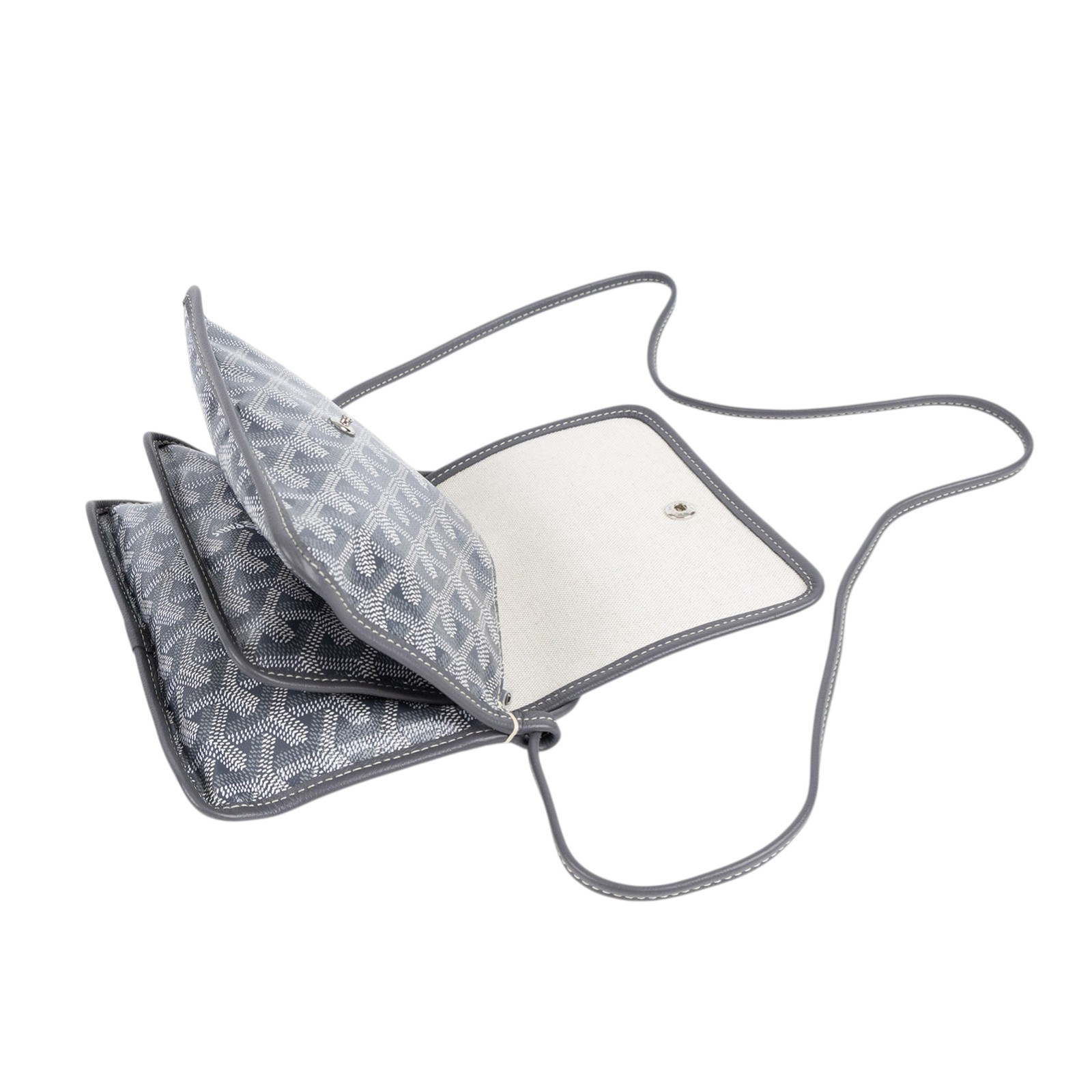 高雅德 GOYARD Plumet Pocket Wallet 肩背 隨身錢包 PLUMETPMLTY 灰色PLUMET 防塵袋/購買證明