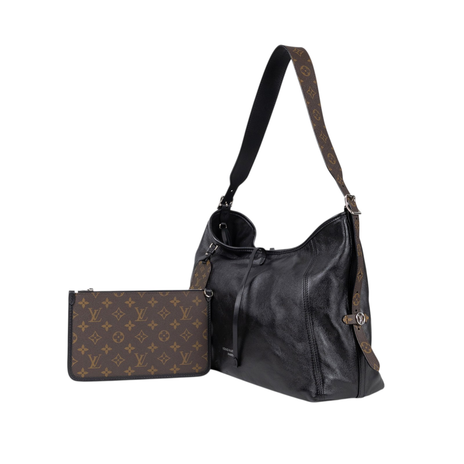 路易威登 LOUIS VUITTON CarryAll Vibe MM 手提 肩背包 黑色 M25143 晶片款  防塵袋/原廠盒子/購買證明