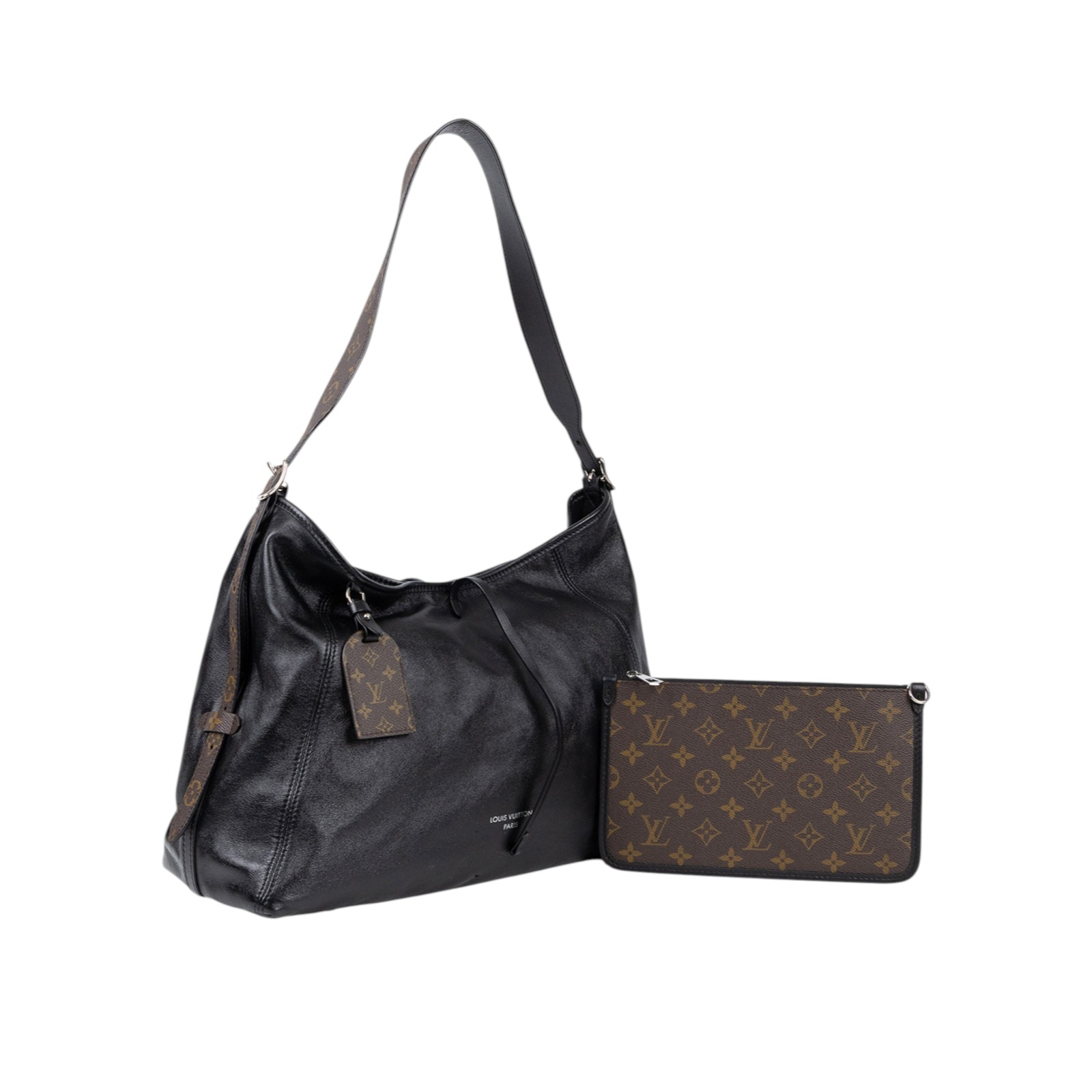 路易威登 LOUIS VUITTON CarryAll Vibe MM 手提 肩背包 黑色 M25143 晶片款  防塵袋/原廠盒子/購買證明