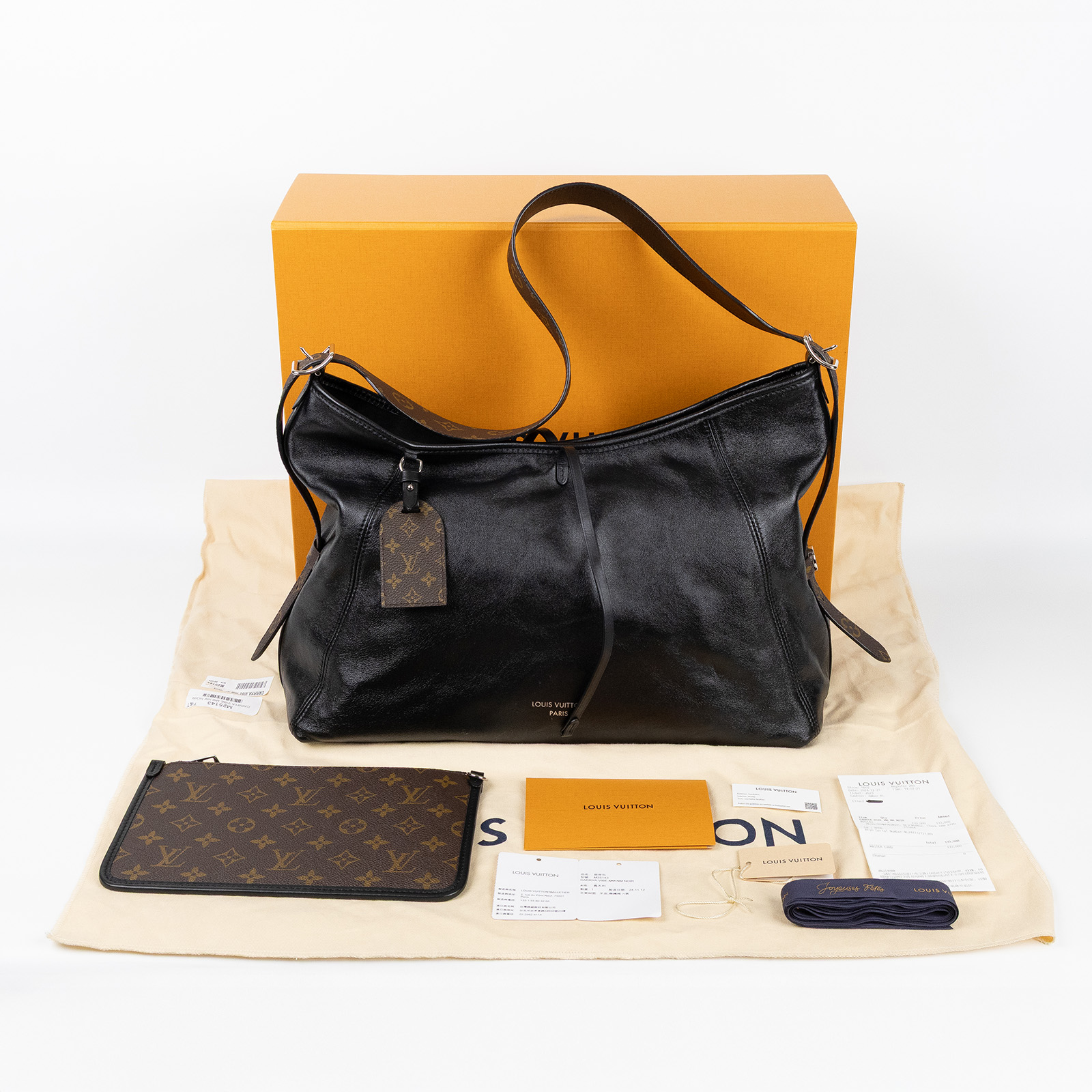 路易威登 LOUIS VUITTON CarryAll Vibe MM 手提 肩背包 黑色 M25143 晶片款  防塵袋/原廠盒子/購買證明