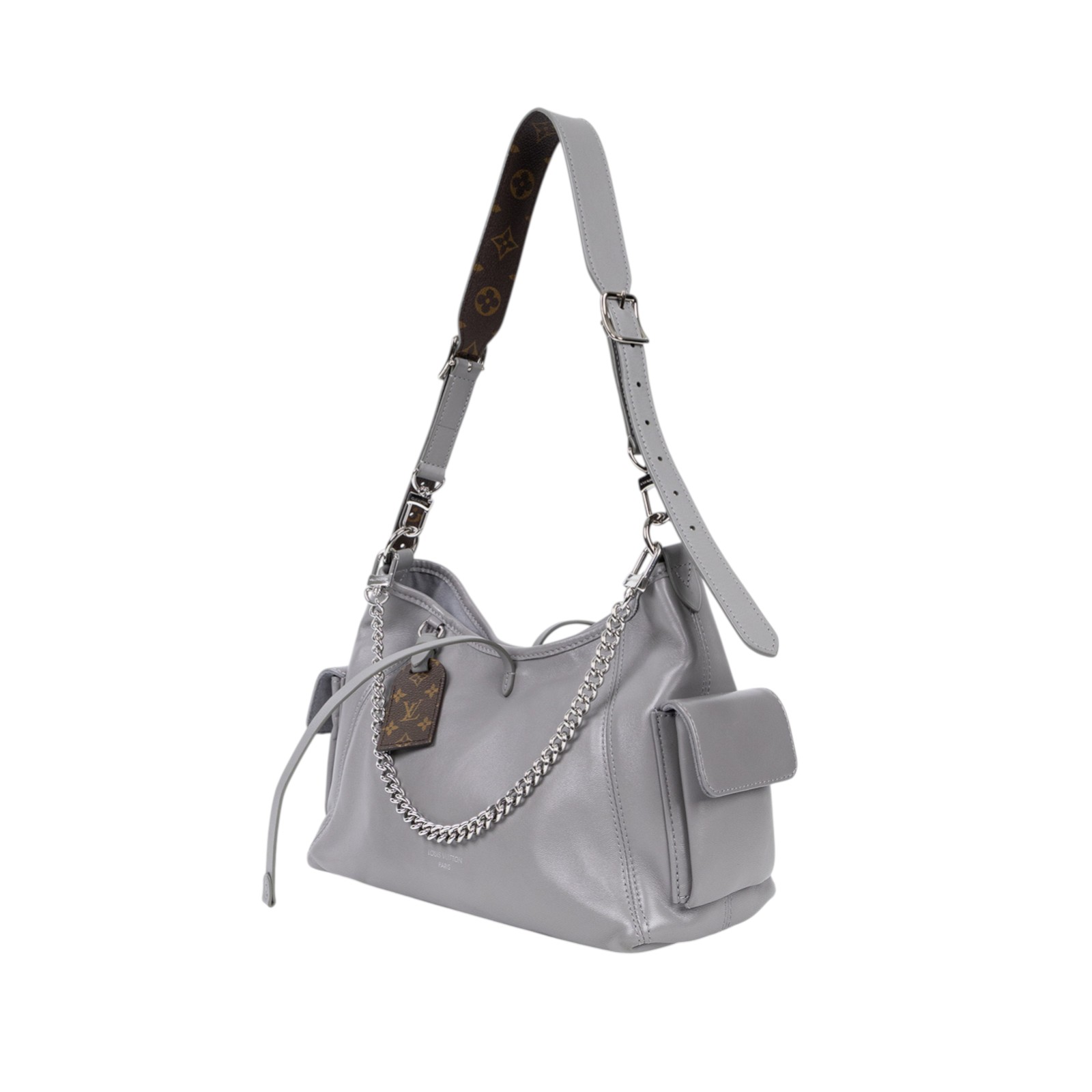 路易威登 LOUIS VUITTON CarryAll Cargo Vibe PM 手提包 灰色 M12579 晶片款  原廠盒子/防塵袋/皮背帶/銀鍊背帶