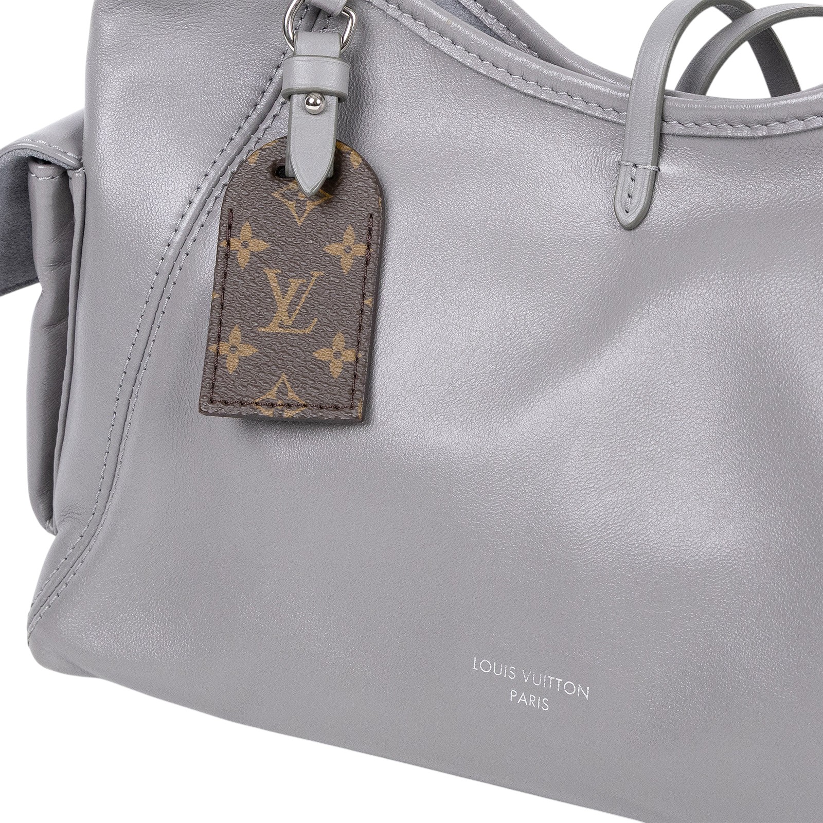 路易威登 LOUIS VUITTON CarryAll Cargo Vibe PM 手提包 灰色 M12579 晶片款  原廠盒子/防塵袋/皮背帶/銀鍊背帶