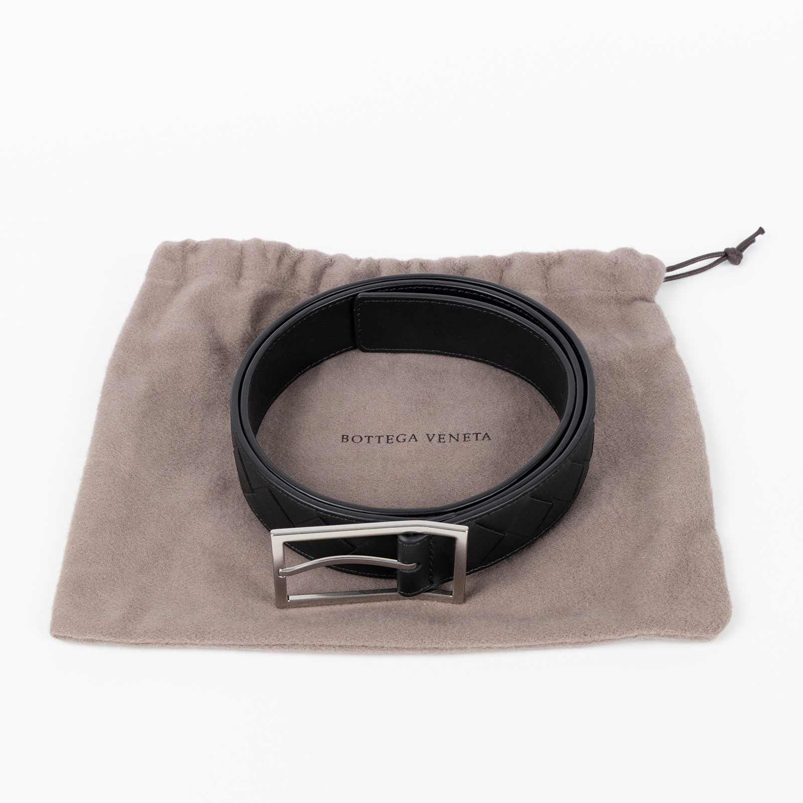 寶緹嘉 BOTTEGA VENETA Intrecciato 男士腰帶 620223VCPQ_90 黑編織皮帶 #90 防塵袋