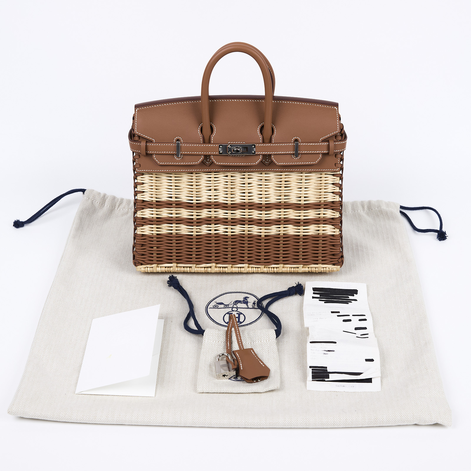 愛馬仕 Hermes Picnic Birkin Bag 柏金包 25 BK25PIC B刻  防塵袋/鎖組/海外購買證明