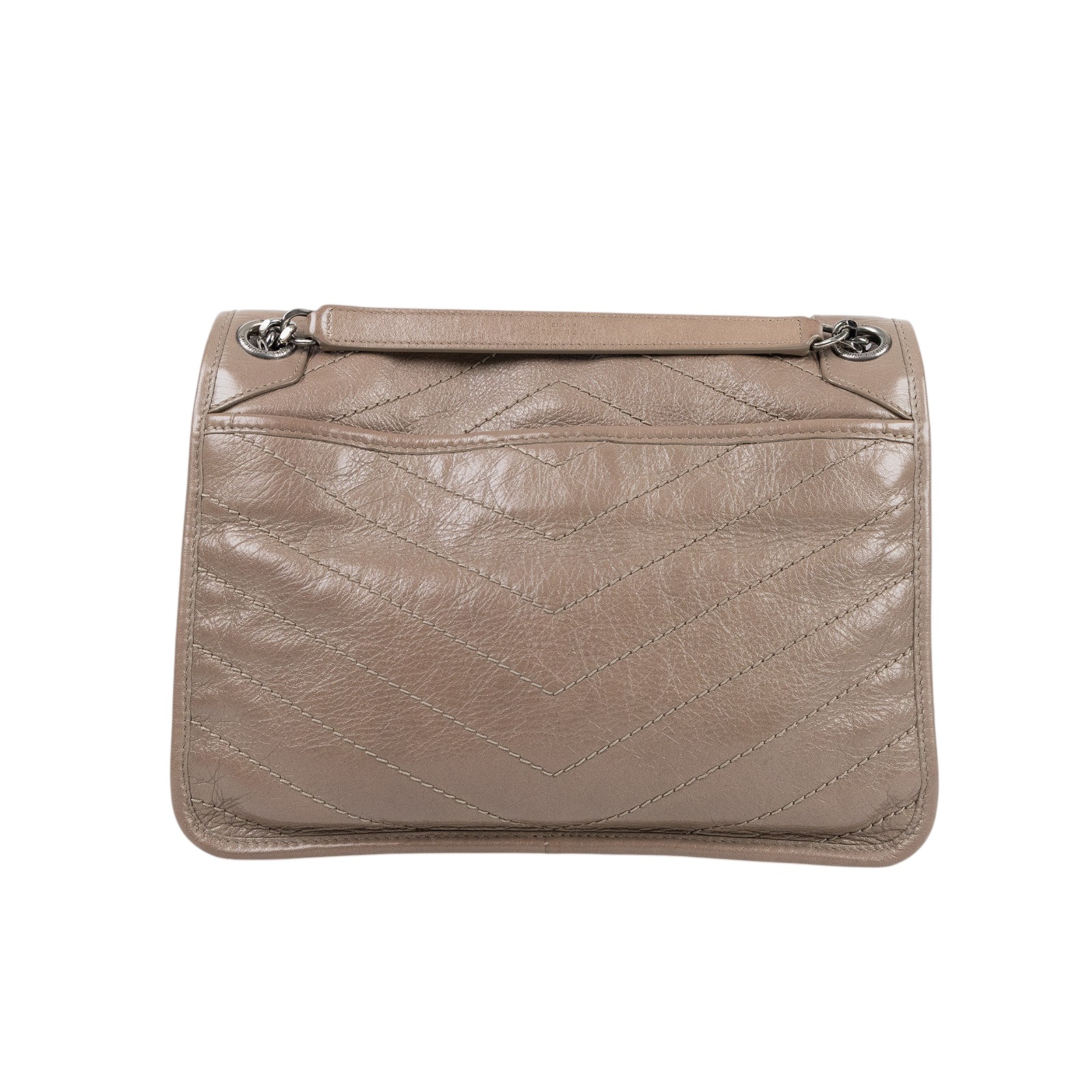 聖羅蘭 YSL SAINT LAURENT Niki 復古皮革 中型手袋 銀色五金 6331580EN04 灰NIKI中號 無附屬品