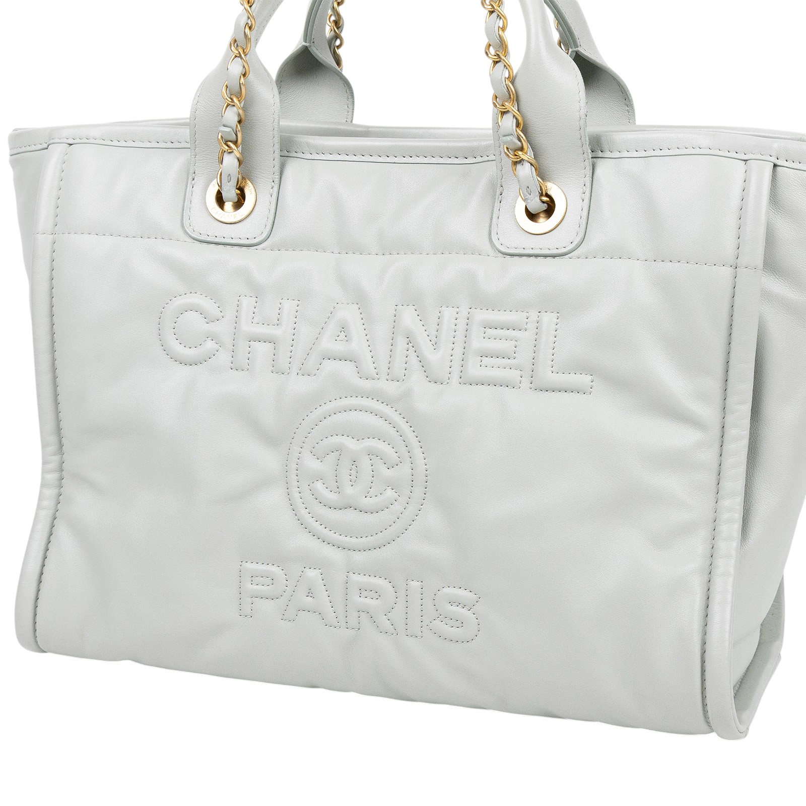 香奈兒 CHANEL 沙灘包 托特包 AS3351 晶片款 灰全皮沙灘包 防塵袋