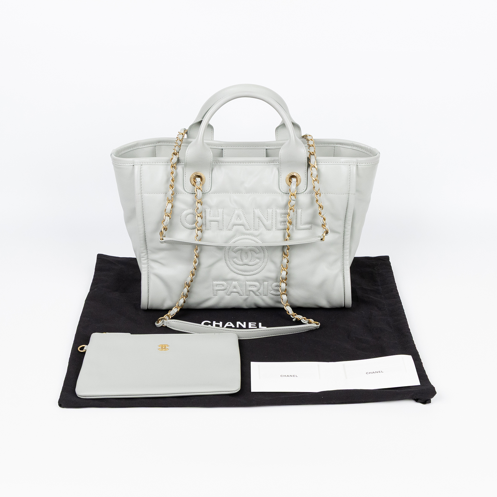 香奈兒 CHANEL 沙灘包 托特包 AS3351 晶片款 灰全皮沙灘包 防塵袋