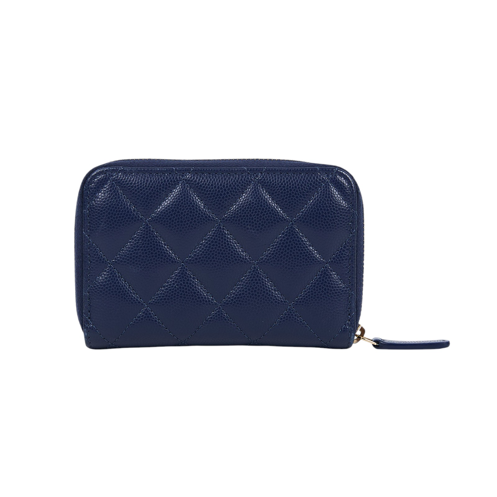 香奈兒 CHANEL 菱格紋 荔枝皮 小牛皮 零錢夾 AP4177 晶片款 藍半鑽雙C零錢卡包 原廠盒子/防塵袋/購買證明