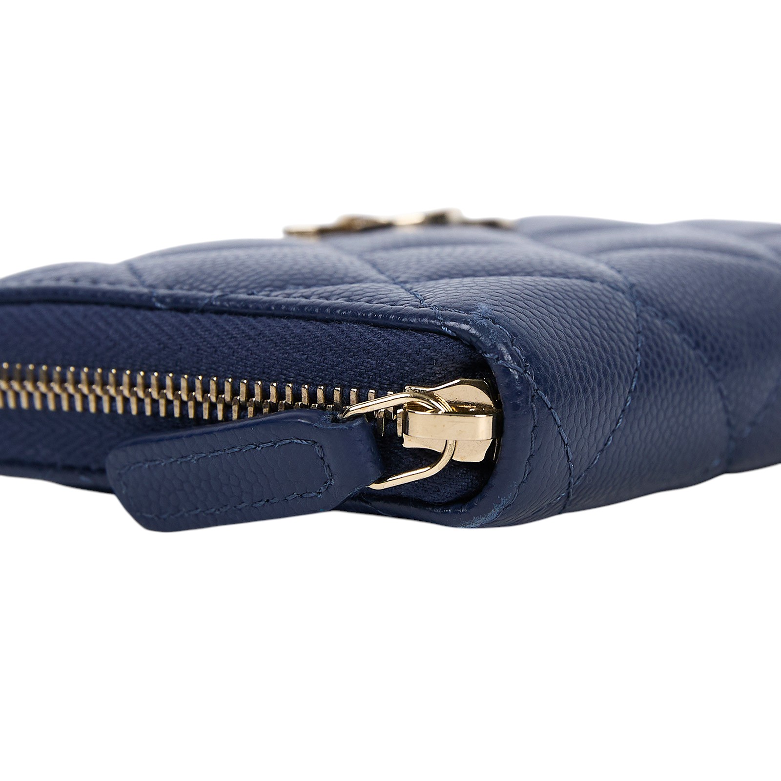 香奈兒 CHANEL 菱格紋 荔枝皮 小牛皮 零錢夾 AP4177 晶片款 藍半鑽雙C零錢卡包 原廠盒子/防塵袋/購買證明