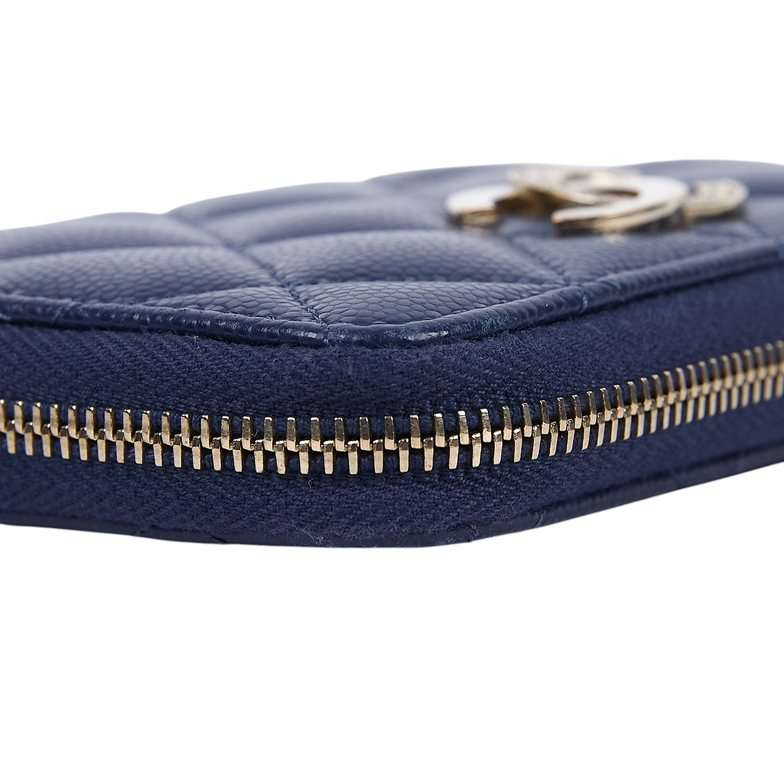 香奈兒 CHANEL 菱格紋 荔枝皮 小牛皮 零錢夾 AP4177 晶片款 藍半鑽雙C零錢卡包 原廠盒子/防塵袋/購買證明